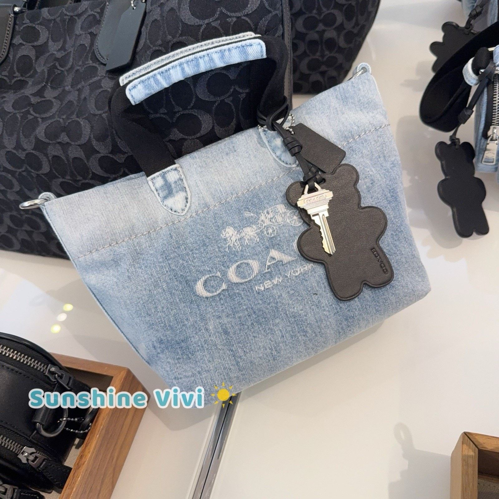 Coach NWT COACH CEB33 Mini Tour Tote Bag Loved Denim Light Indigo Size ONE SIZE - 4 Thumbnail