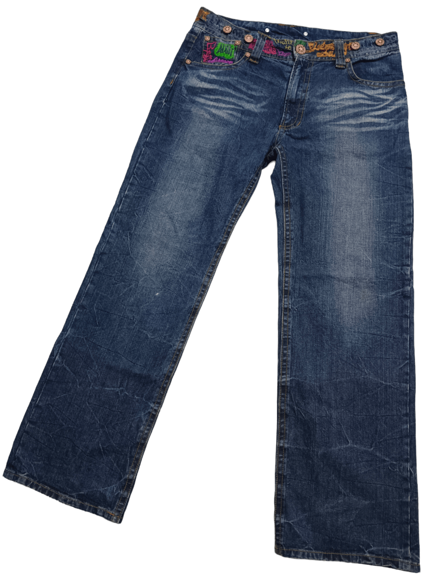 Japanese Brand Original Jeans By Emotion Embroidery Denim Size US 34 / EU 50 - 2 Thumbnail