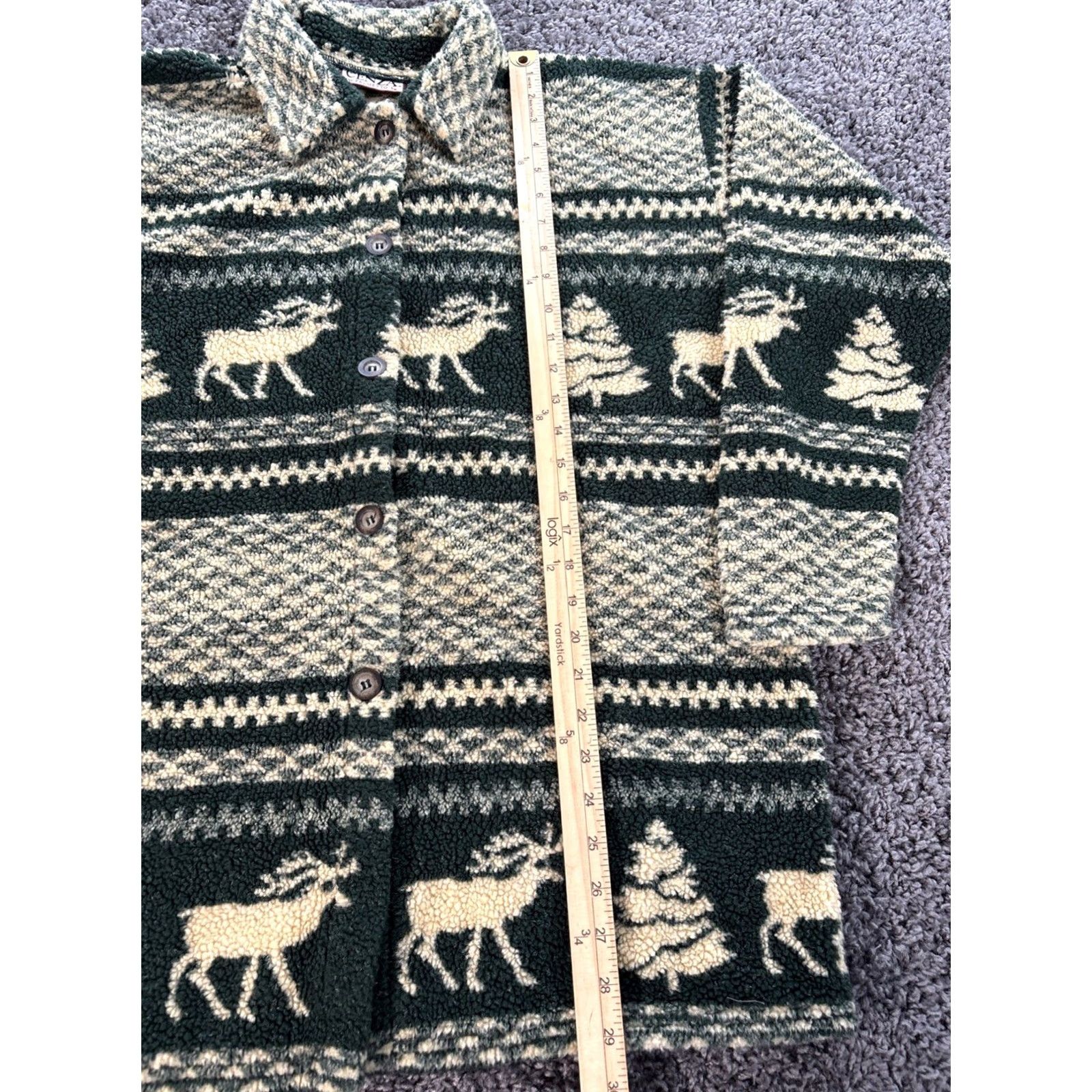 Vintage VINTAGE Cenza Fleece Sweater Cardigan Women's Large Green Forest Deer Graphic L Women's Size L / US 10 / IT 46 - 2 Thumbnail
