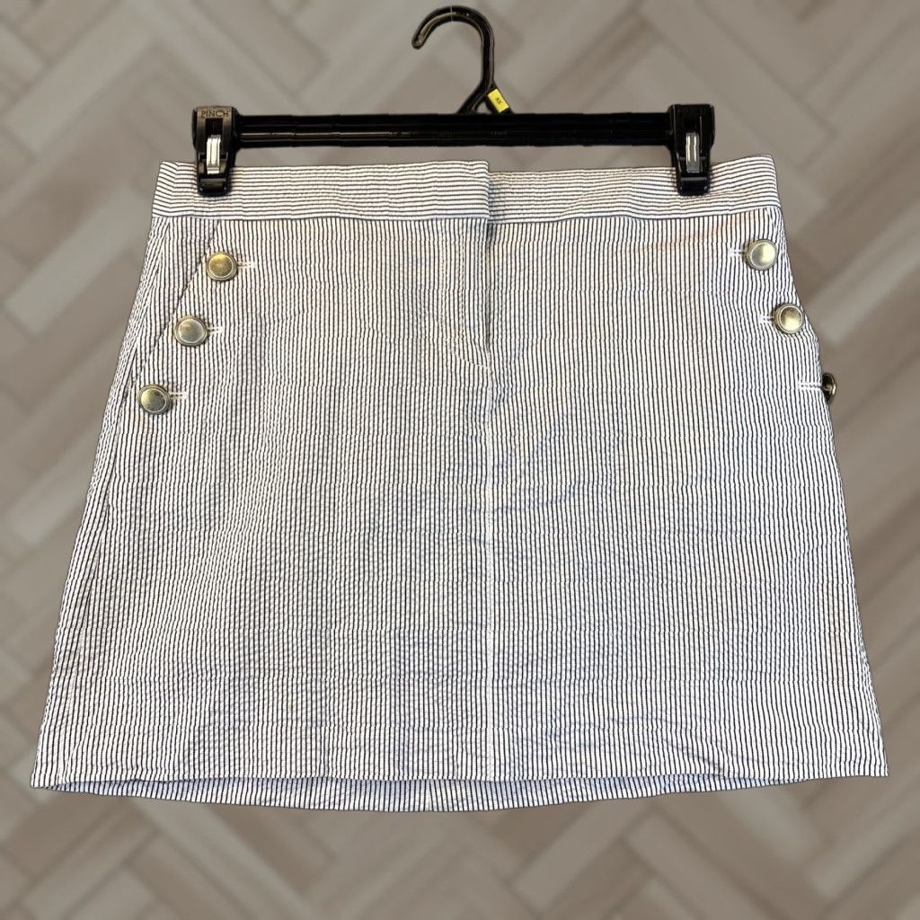 J.Crew JCrew Skirt Womens Size 6 Short A-Line Striped Pockets Casual White Multicolor 6 Short Size 28" / US 6 / IT 42 - 1 Thumbnail