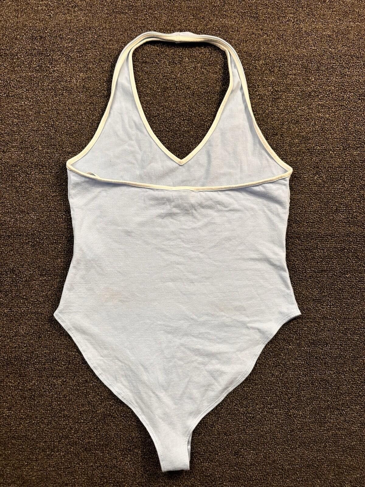 Forever 21 Forever 21 White Halter Stretch Snap Bodysuit Size M Size ONE SIZE - 3 Thumbnail