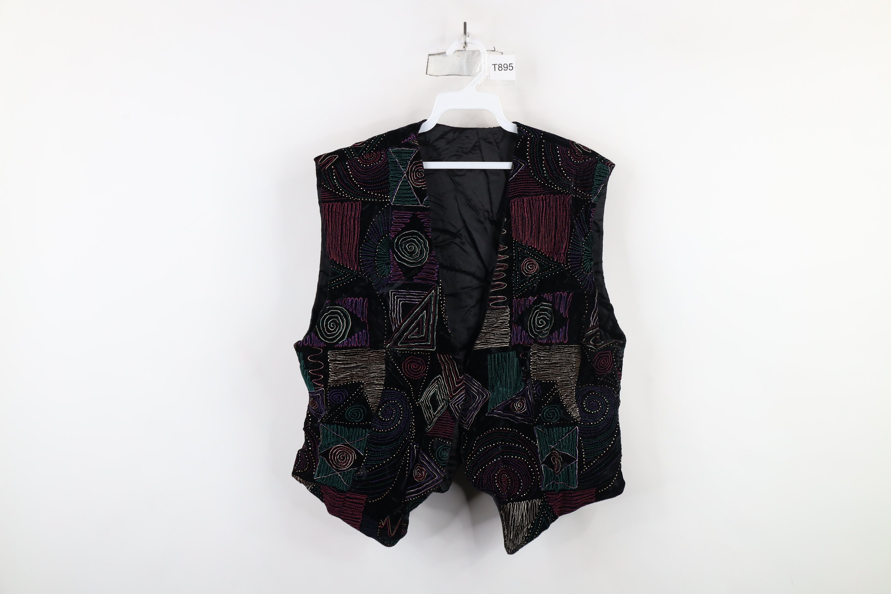 Vintage Vintage 90s Streetwear Geometric Velvet Velour Vest Jacket Size M / US 6-8 / IT 42-44 - 1 Thumbnail