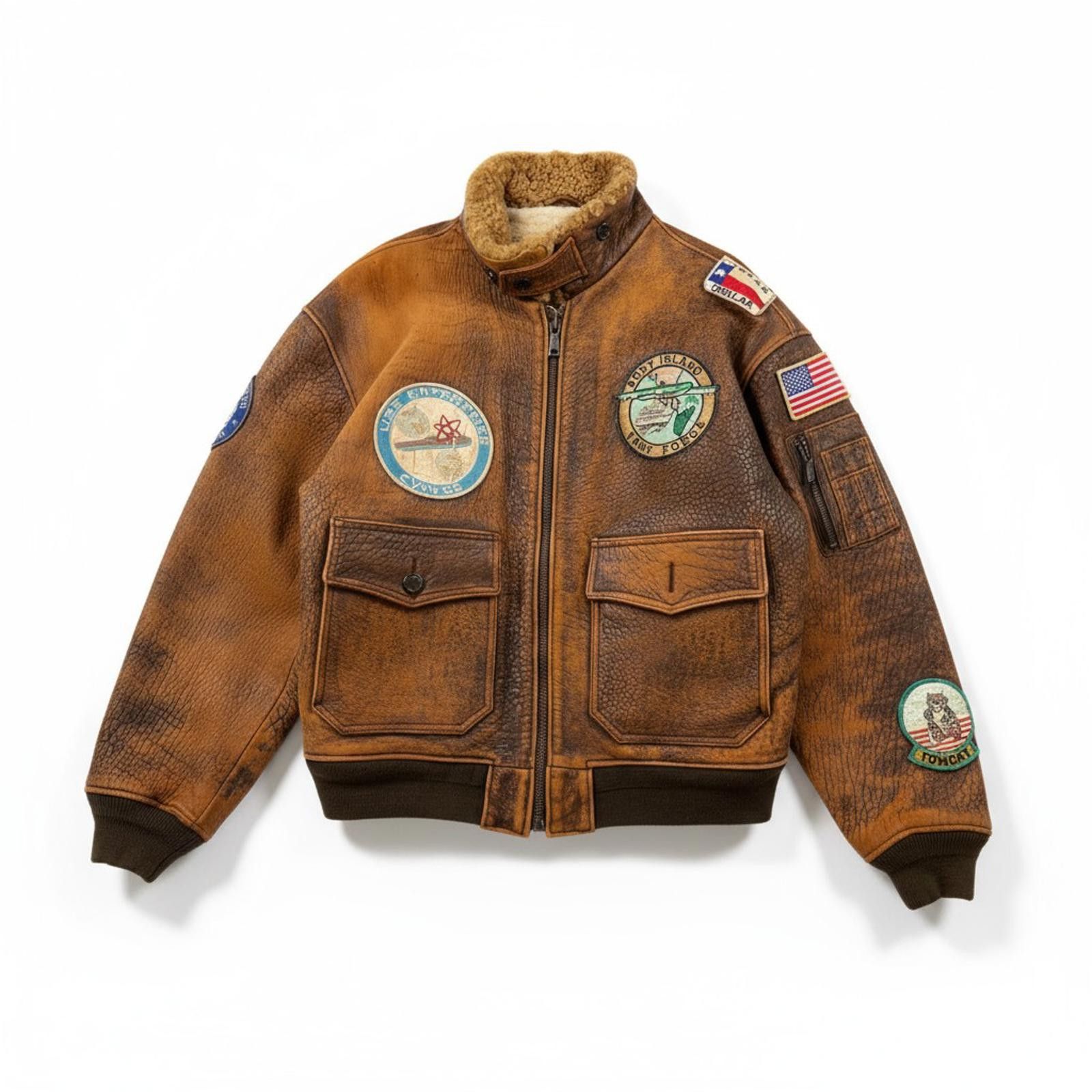 Avirex Avirex - Vintage Style Brown Leather Bomber Jacket with PTC Size US M / EU 48-50 / 2 - 1 Thumbnail
