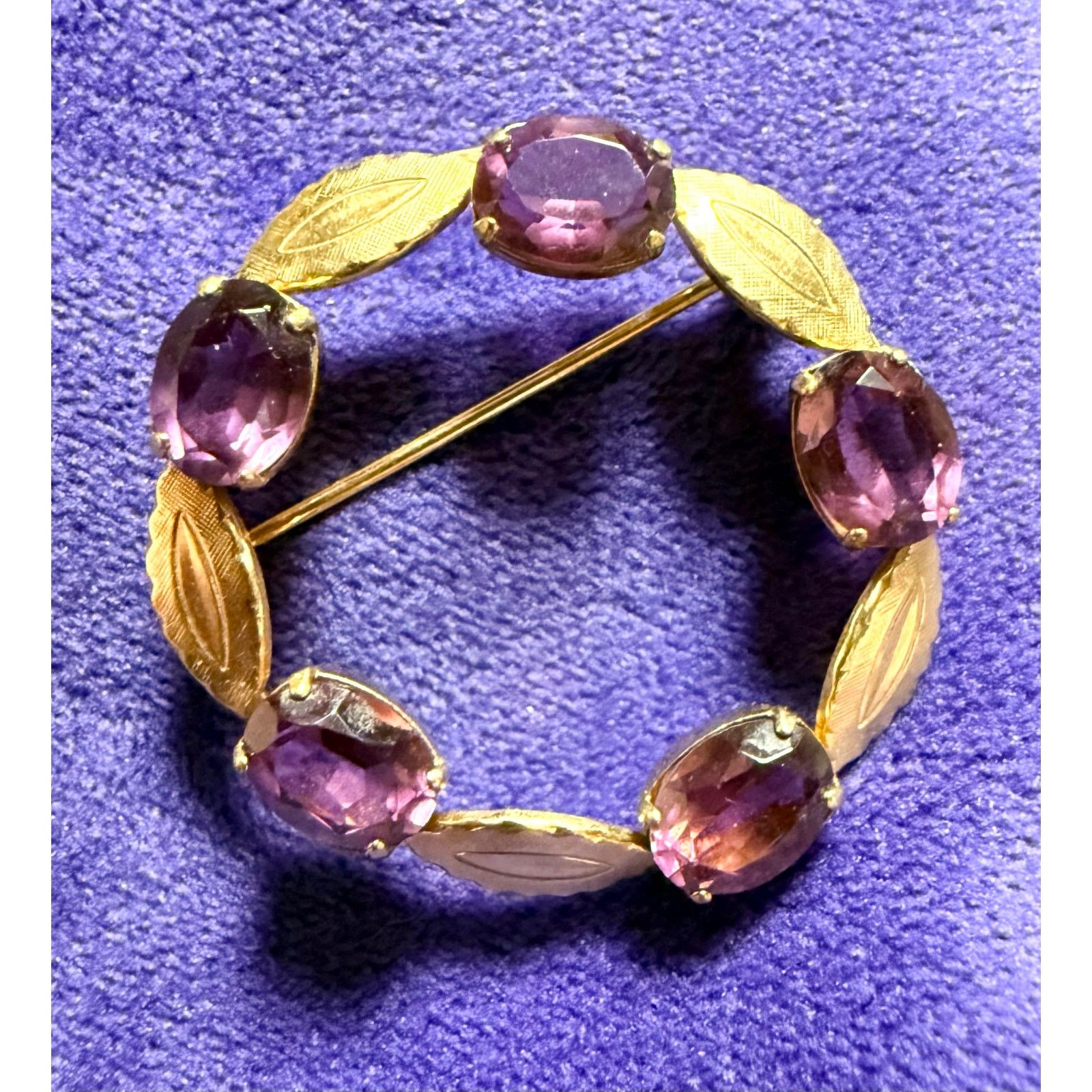 Vintage Vintage Van Dell 12K Gold Filled Amethyst Wreath Brooch Size ONE SIZE - 3 Thumbnail