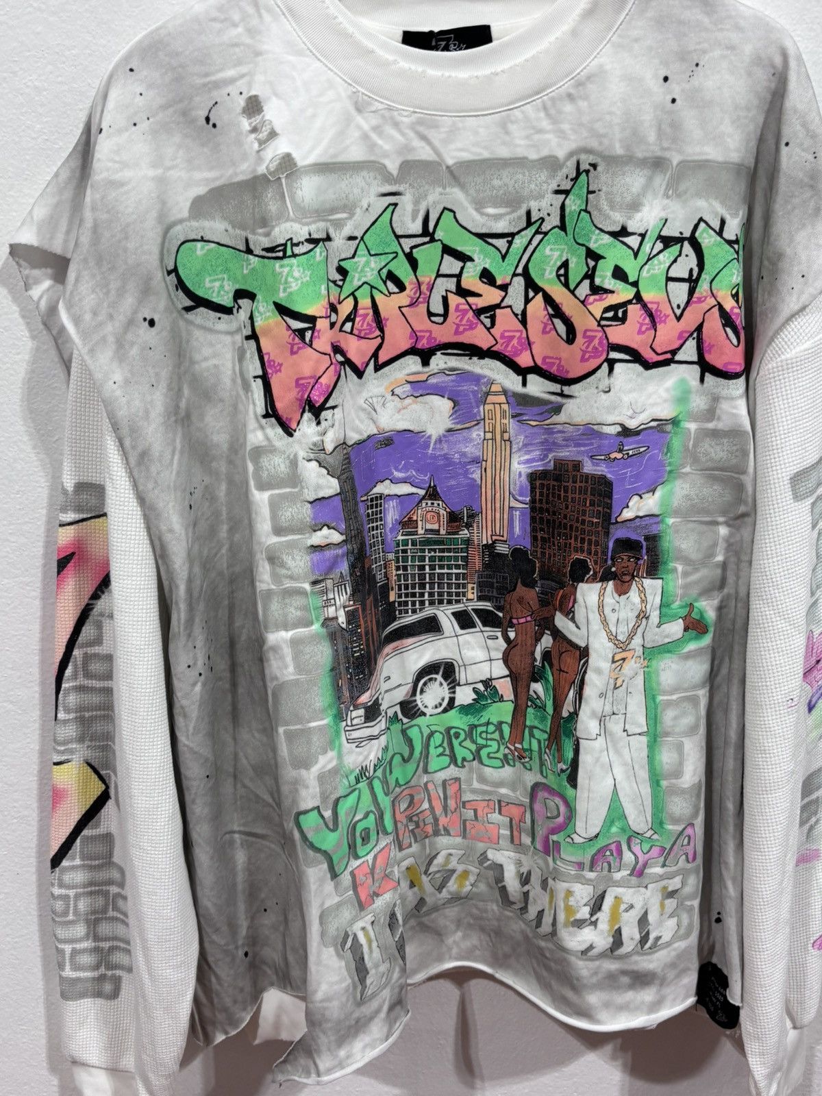 TRIPLE SEVENS Triple Sevens Player L/S White Tee Size US XXL / EU 58 / 5 - 2 Thumbnail