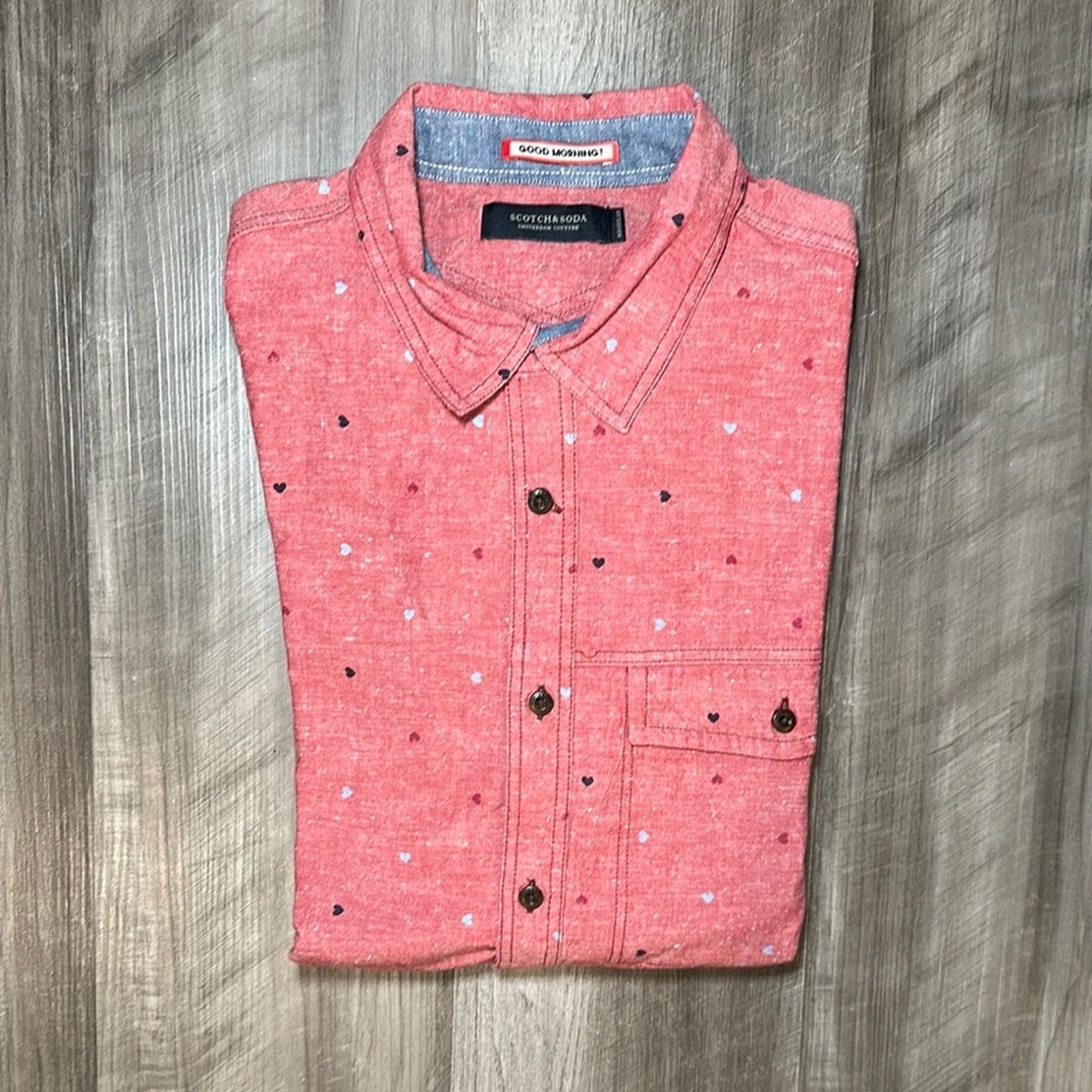 Scotch & Soda Scotch & Soda Regular Hearts Long Sleeve Button Down - Large Size US L / EU 52-54 / 3 - 1 Thumbnail