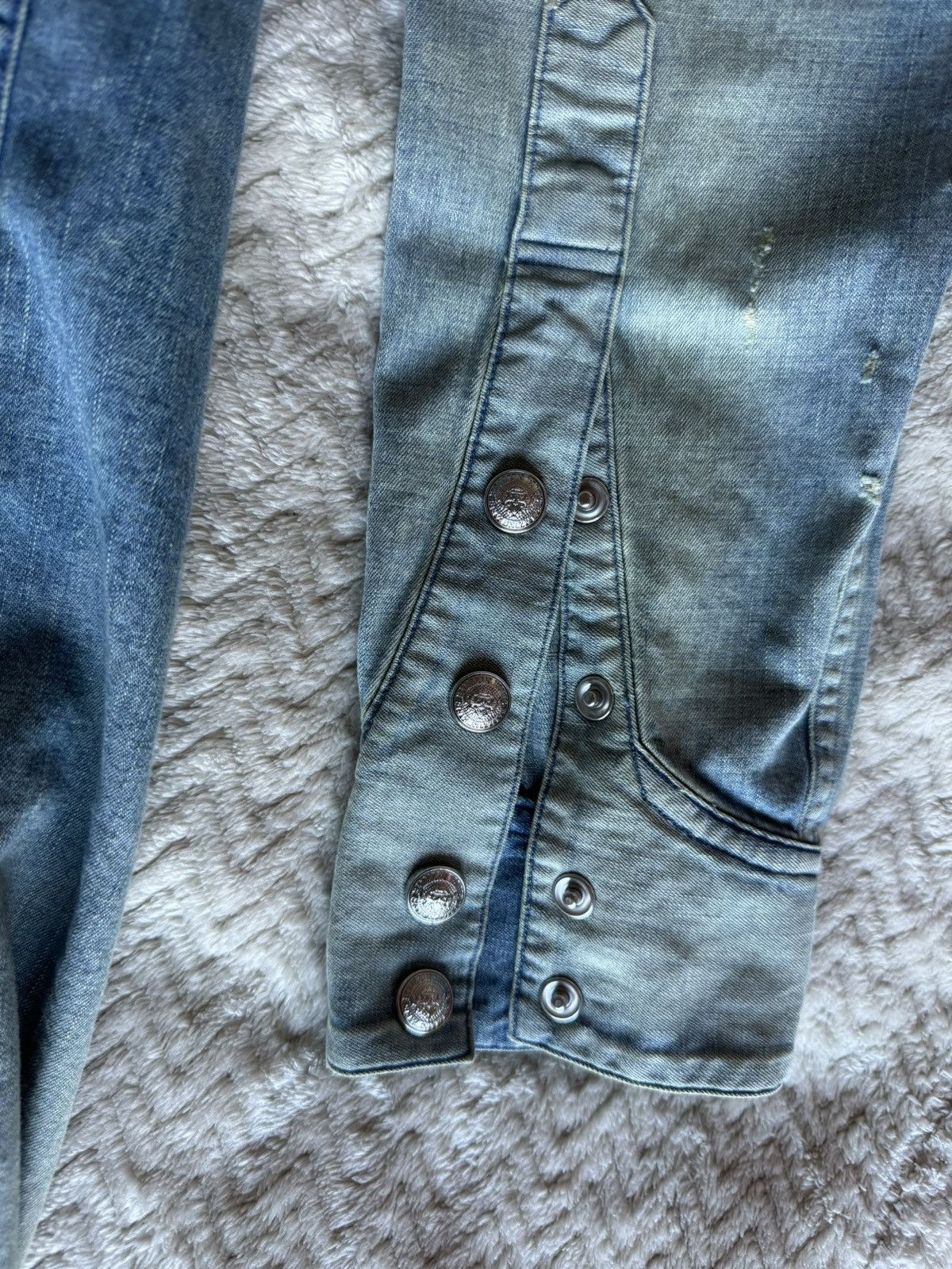 Balmain Balmain Distressed Denim Button-Up Size US M / EU 48-50 / 2 - 7 Thumbnail