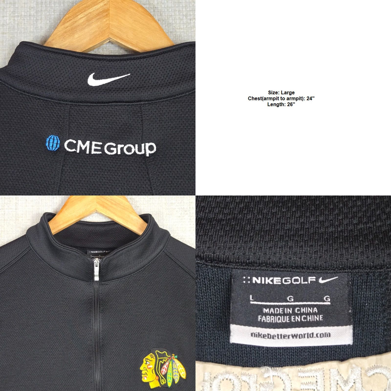 Nike NIKE GOLF x BLACKHAWKS Mens Large Thick Cotton/Poly Sweatshirt Pullover 1/4 Zip Size US L / EU 52-54 / 3 - 8 Thumbnail