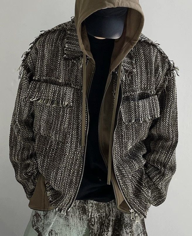 Japanese Brand × Vintage Avant garde distressed fringe mixed raw trucker jacket Size US XL / EU 56 / 4 - 1 Thumbnail