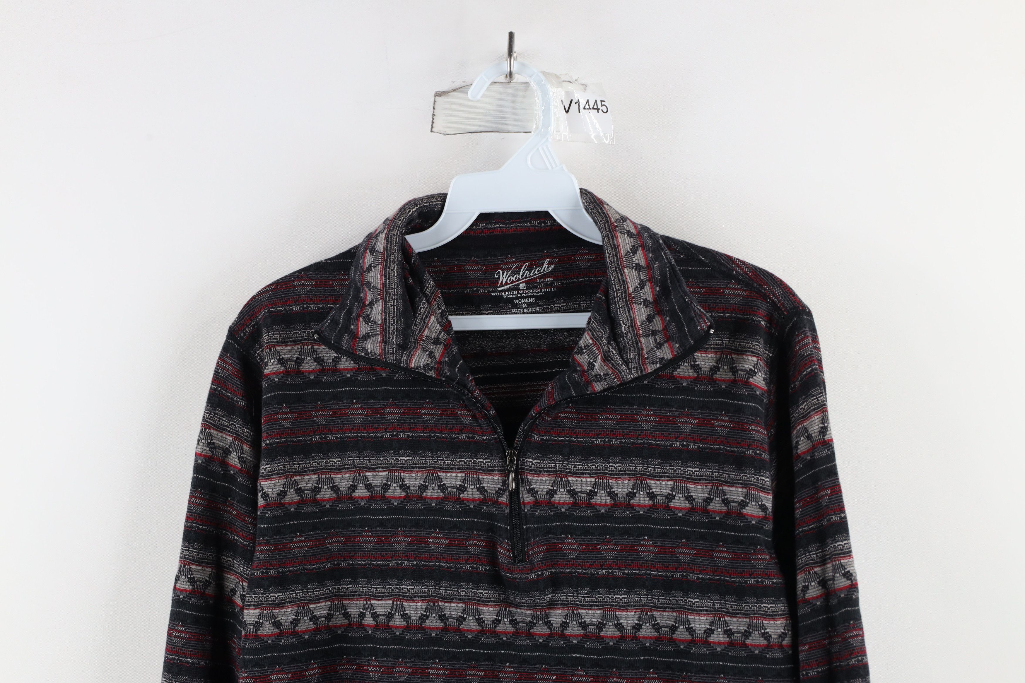 Vintage × Woolrich Woolen Mills Vintage Woolrich Fair Isle Knit Half Zip Pullover Sweater Size M / US 6-8 / IT 42-44 - 2 Thumbnail