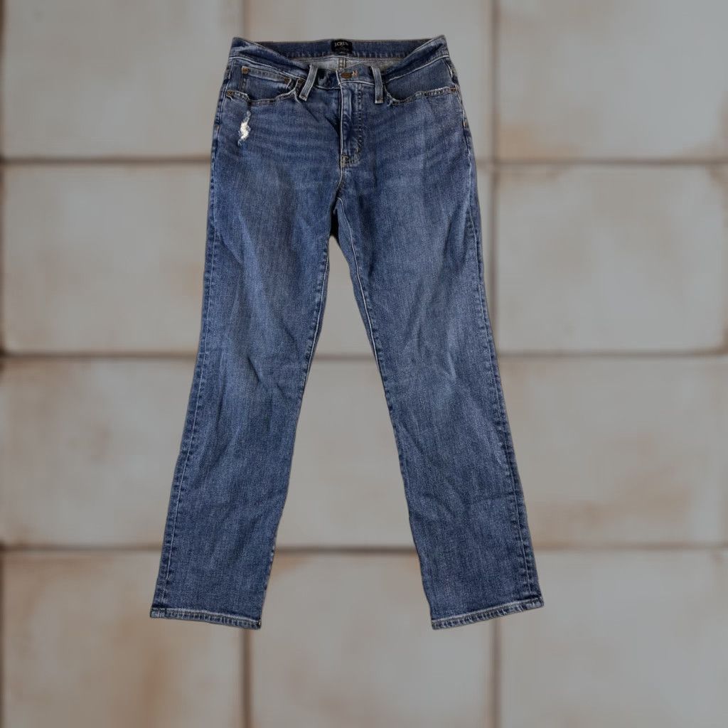 J.Crew VINTAGE J.CREW Slim Boyfriend Jeans Womens 27 Blue Straight Leg Distressed Denim Size 27" / US 4 / IT 40 - 1 Thumbnail