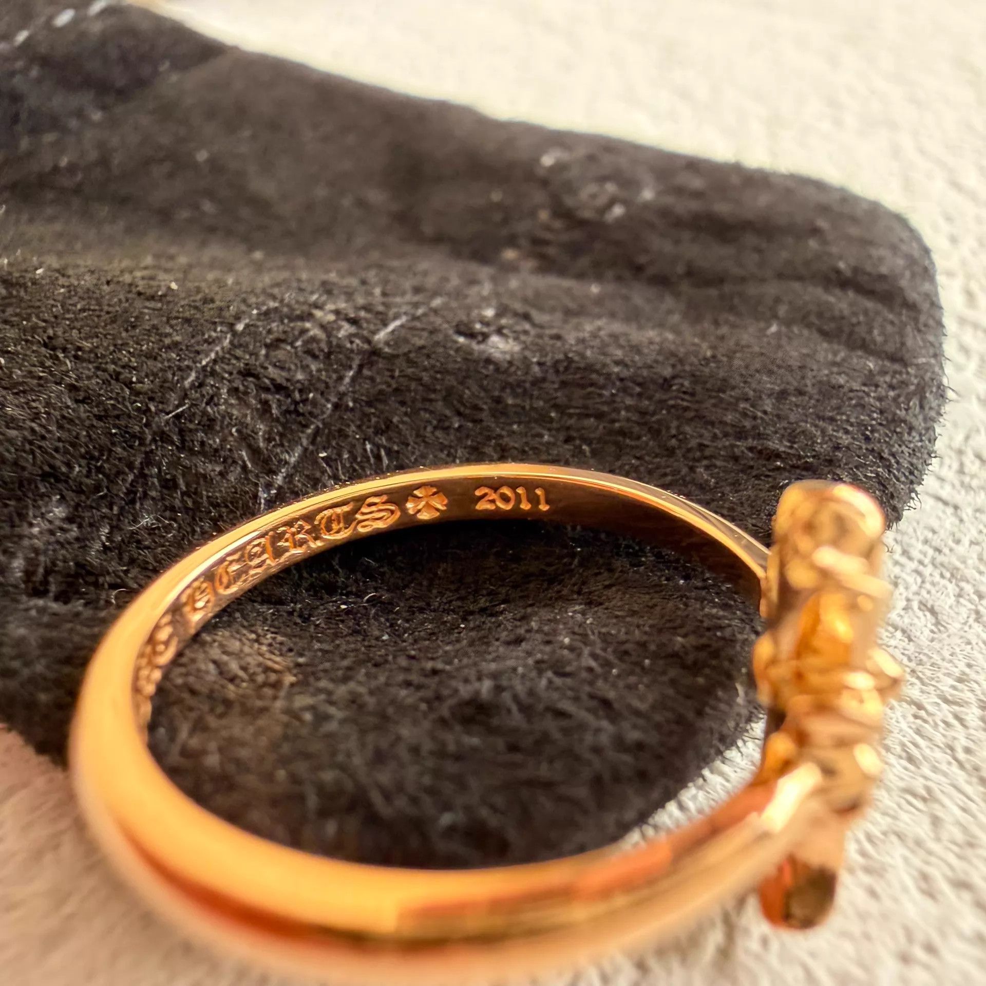 Chrome Hearts Chrome Hearts 22k Gold Bubblegum Long Cross Ring US4 New Size ONE SIZE - 4 Thumbnail