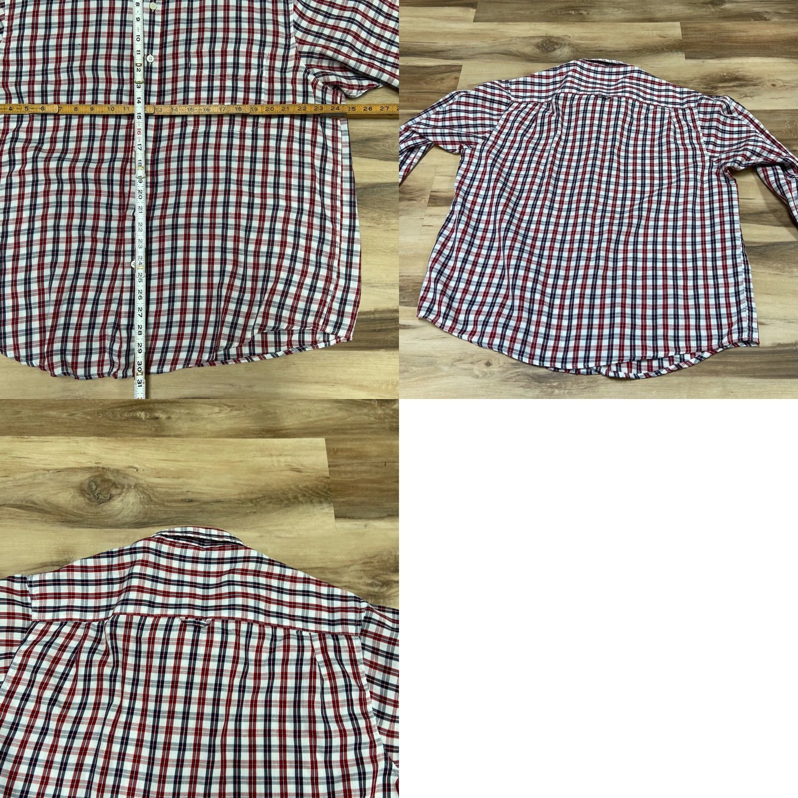 Haggar Haggar Shirt Mens XL 17-17.5 Red White Black Plaid Button Down Wrinkle Resistant Size US XL / EU 56 / 4 - 8 Thumbnail