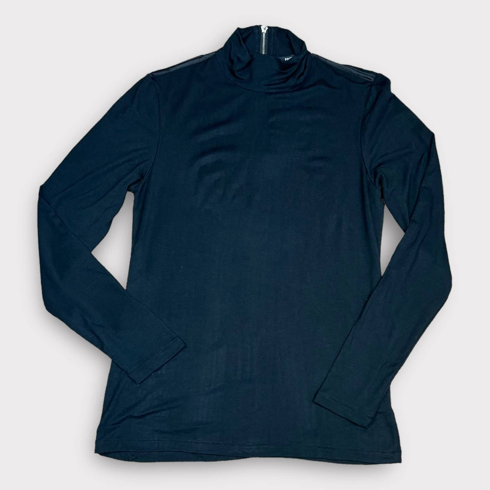Nordstrom Premise Studio | NWT Mock Turtleneck Black Long Sleeve Top Size S / US 4 / IT 40 - 7 Thumbnail