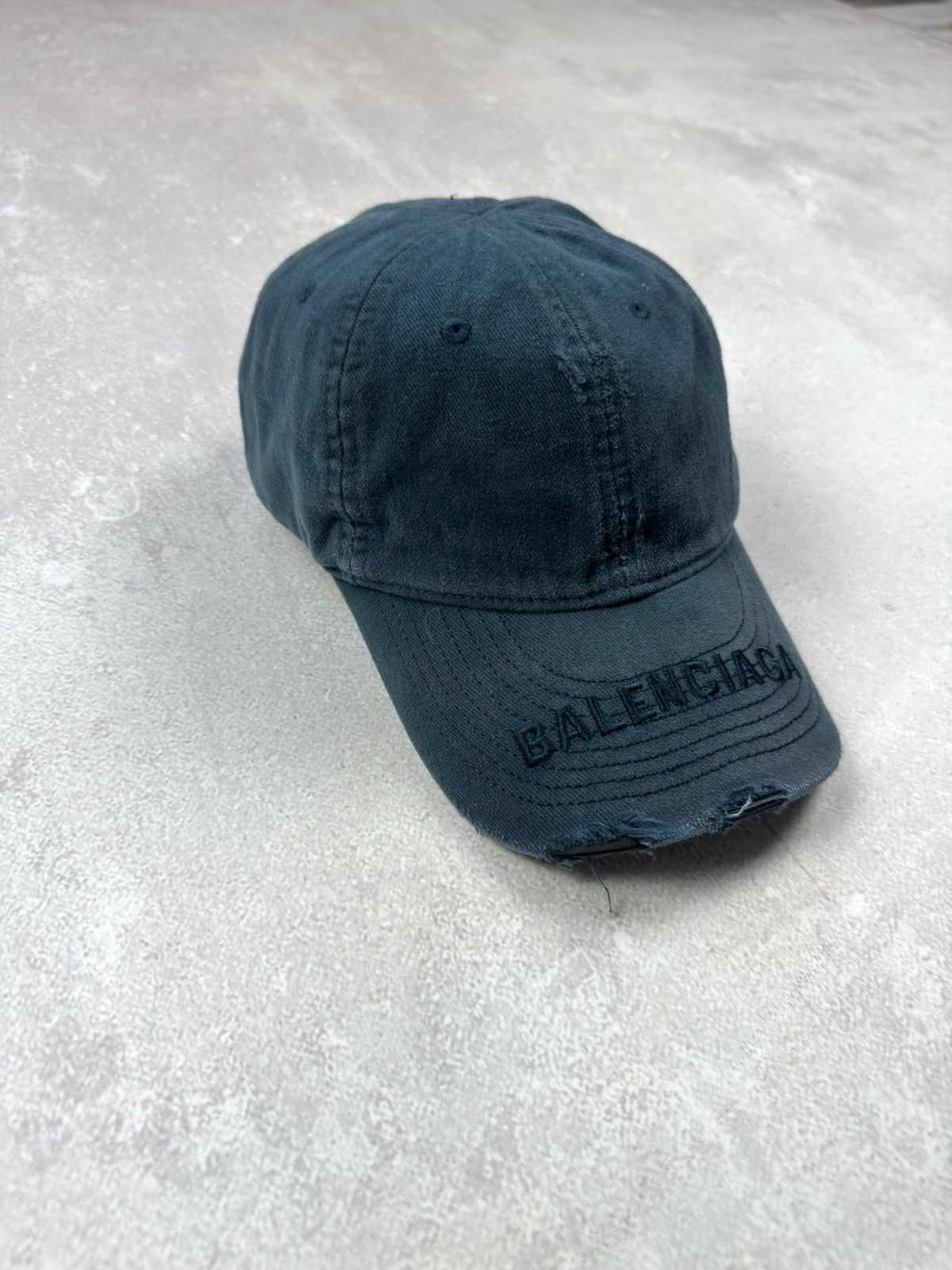 Balenciaga Balenciaga Logo Visor Distressed Blue Cap Y2k Size ONE SIZE - 4 Thumbnail