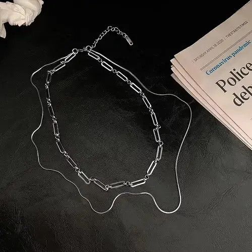 Jewelry Chrome Silver Chain Classic Light Goth Vibe Link Necklace Size ONE SIZE - 2 Thumbnail