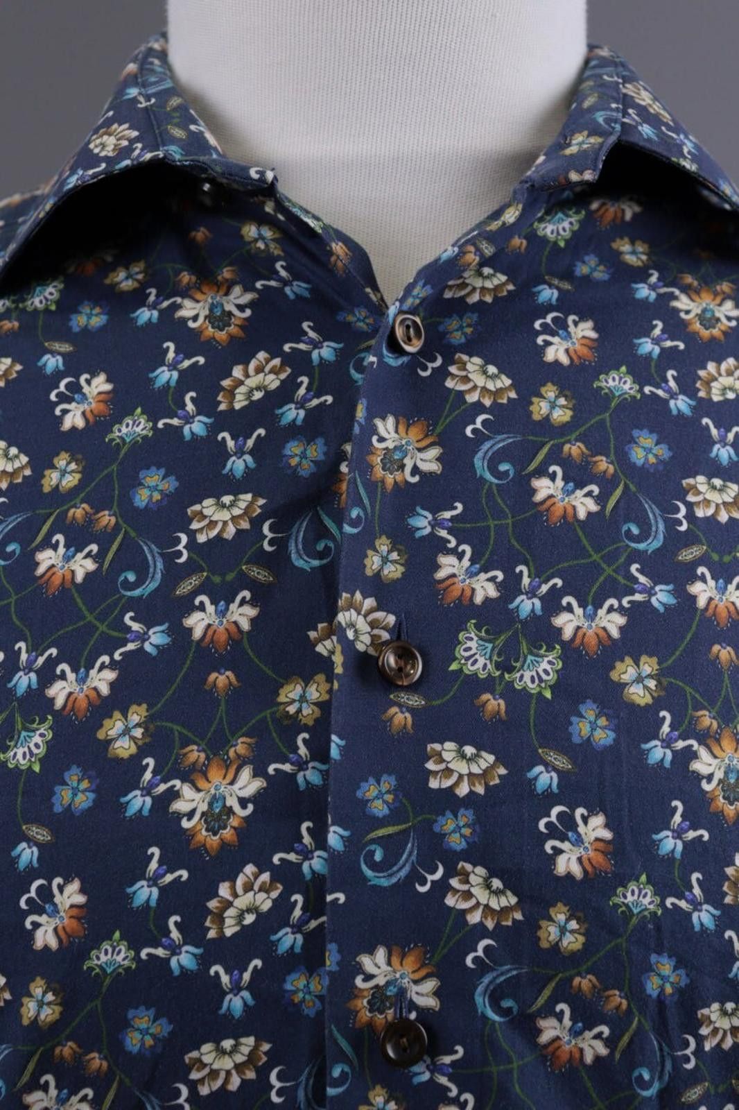 Eton Eton Slim Blue Floral Button Down Shirt Size 42 / 16 Size US M / EU 48-50 / 2 - 6 Thumbnail