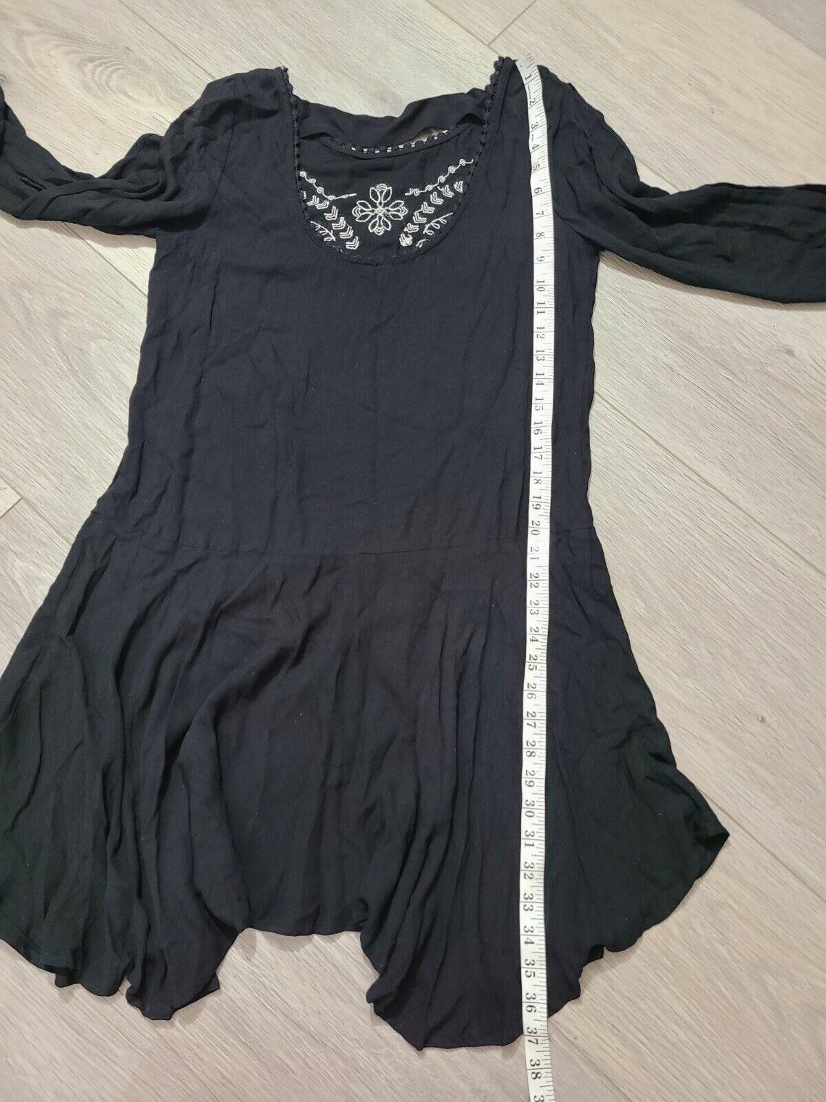 Designer Exhilaration Dress Medium Black White Embroidered Long Size M / US 6-8 / IT 42-44 - 7 Thumbnail