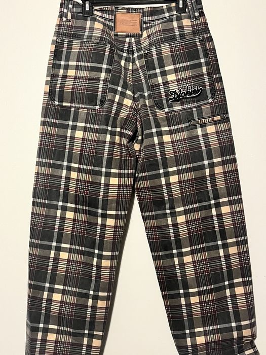 Supreme supreme x dickies double knee baggy jean black plaid | Grailed