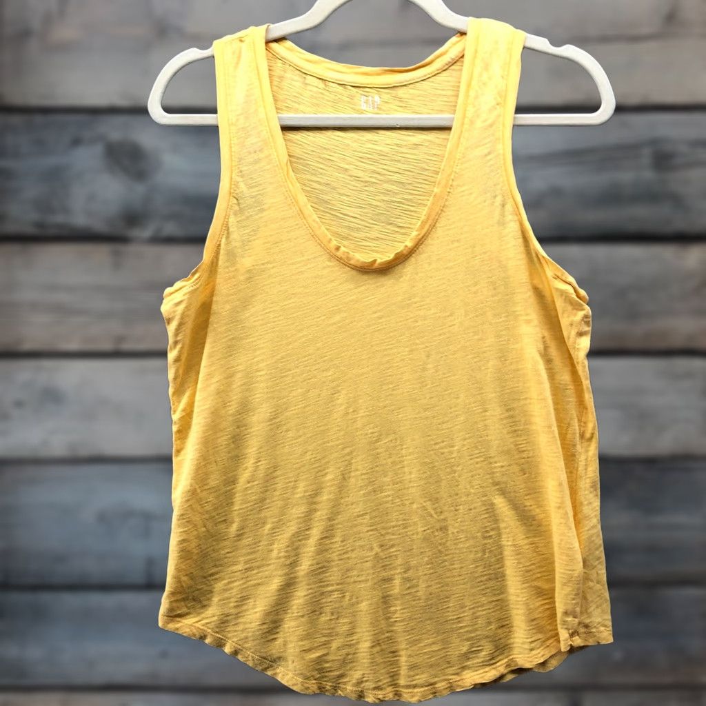 Gap Gap Slub Knit Scoop Neck Tank Top Womens Medium Yellow Cotton Lightweight Sleeveless Tank Top Size M / US 6-8 / IT 42-44 - 1 Thumbnail