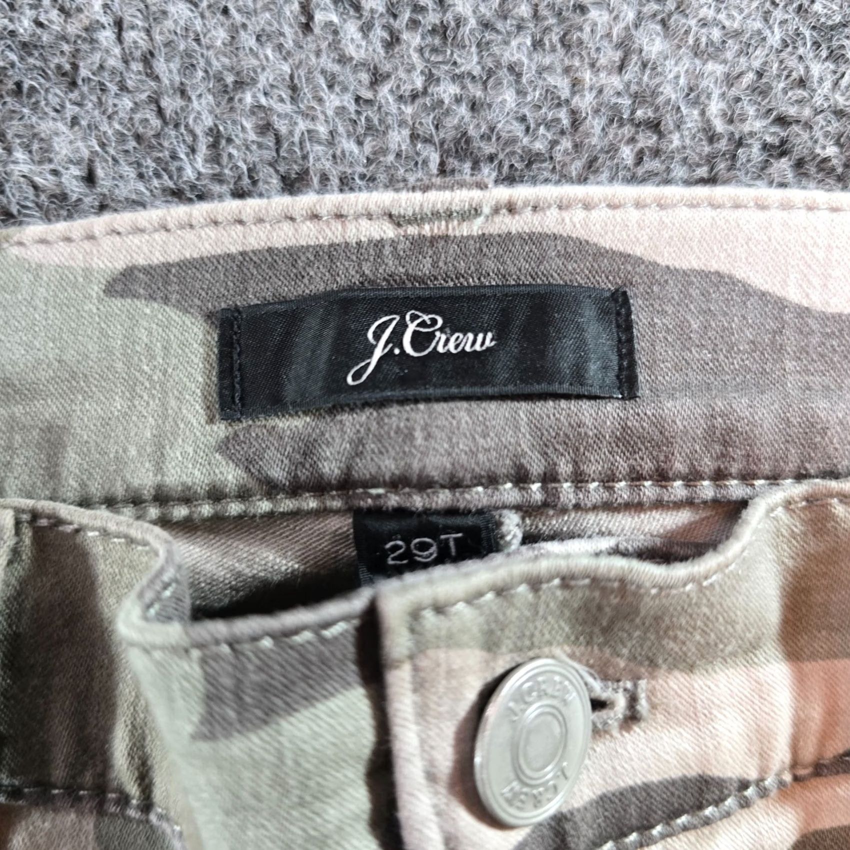 J.Crew J.CREW Pants Womens 29 Tall Green Camo Skinny Cargo Casual Canvas Tall Green Camouflage Pants Ladies Size 29" - 4 Thumbnail