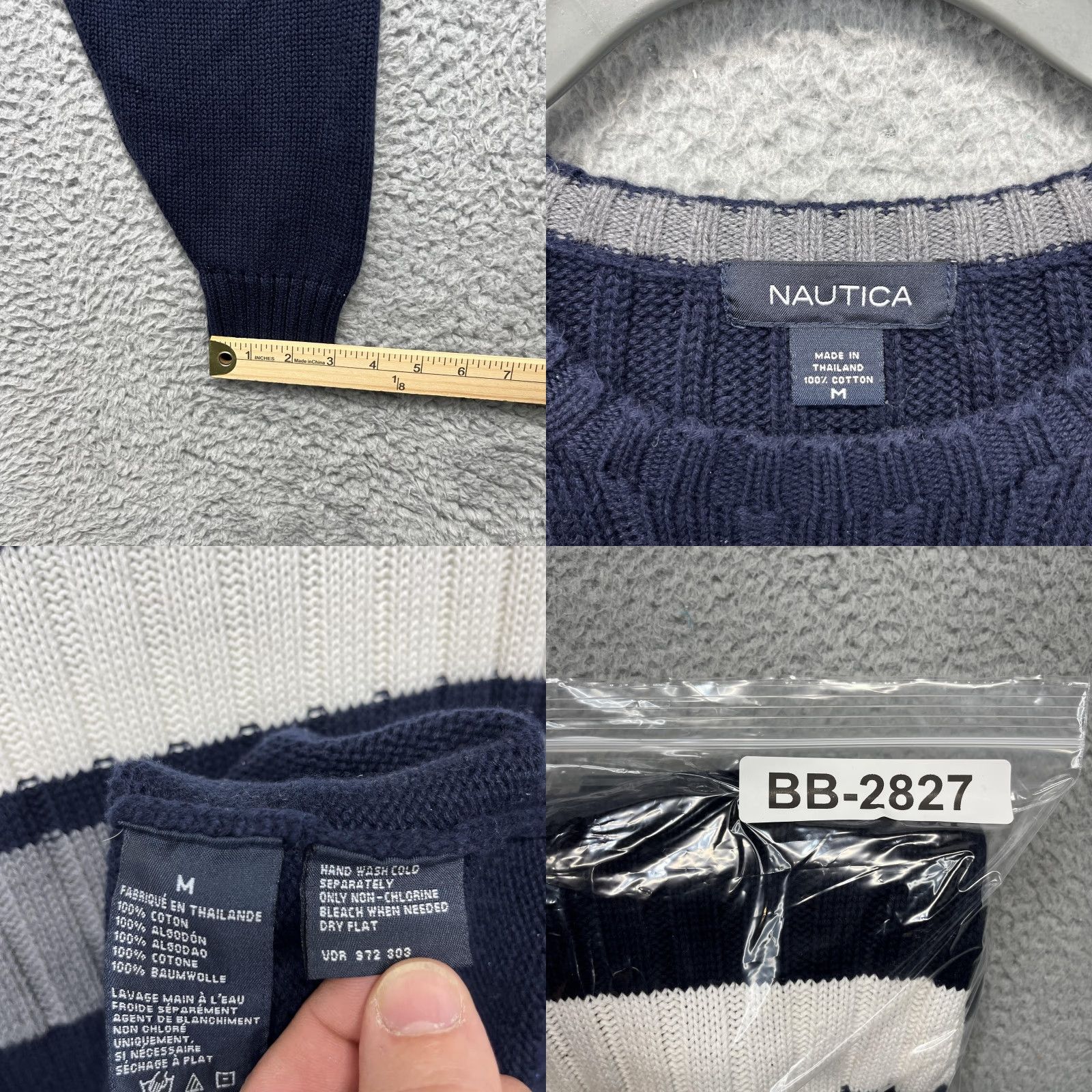 Nautica Nautica Sweater Mens M Blue White Gray Stripe Crewneck Cotton Pullover Size US M / EU 48-50 / 2 - 9 Thumbnail