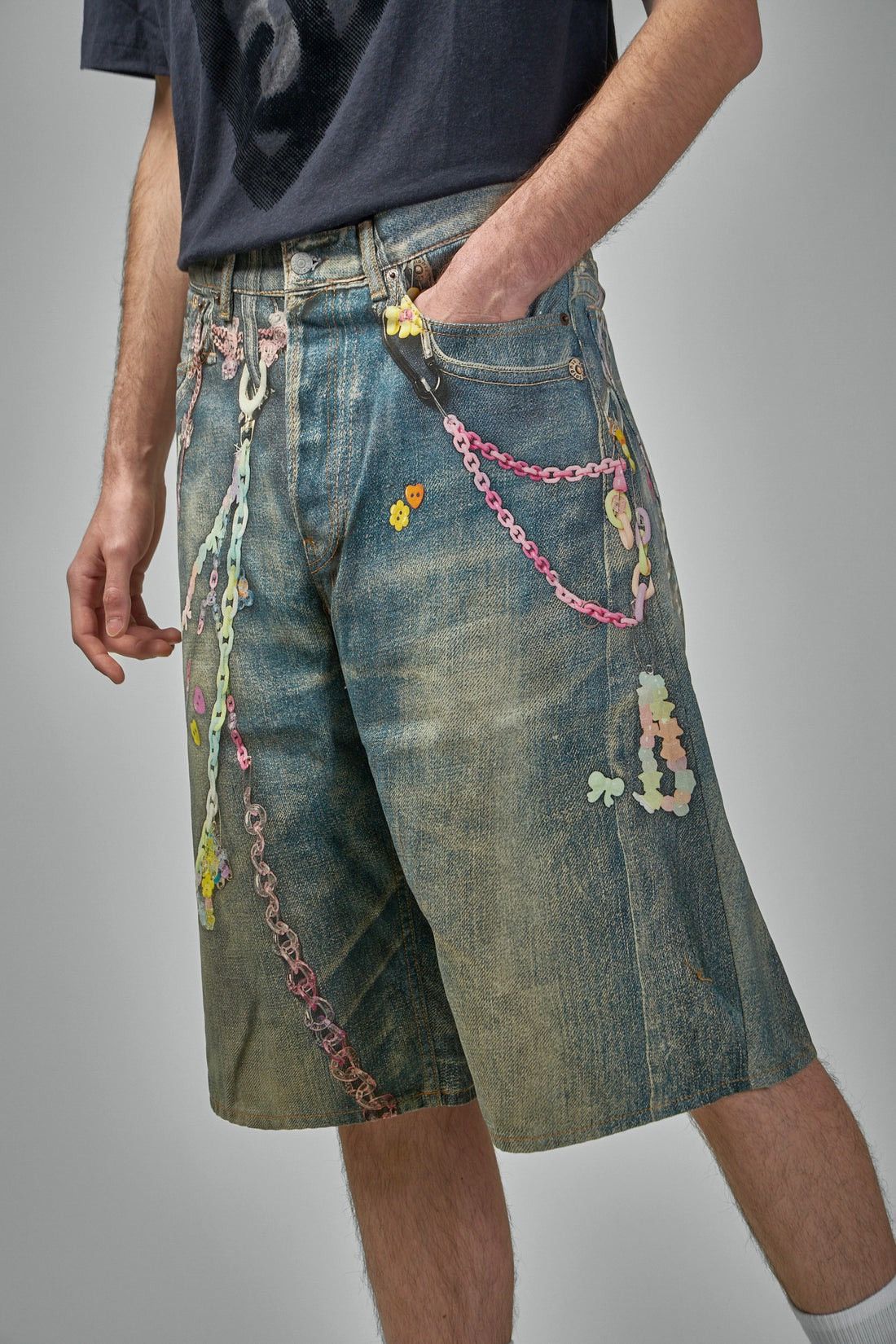 Acne Studios Trompe L'Oeil Denim Shorts in Blue