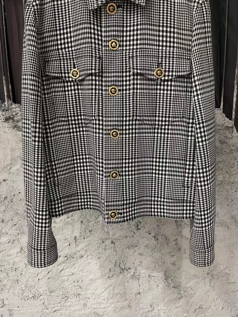 Versace Versace Gray-black plaid wool jacket coat Size M / US 6-8 / IT 42-44 - 3 Thumbnail