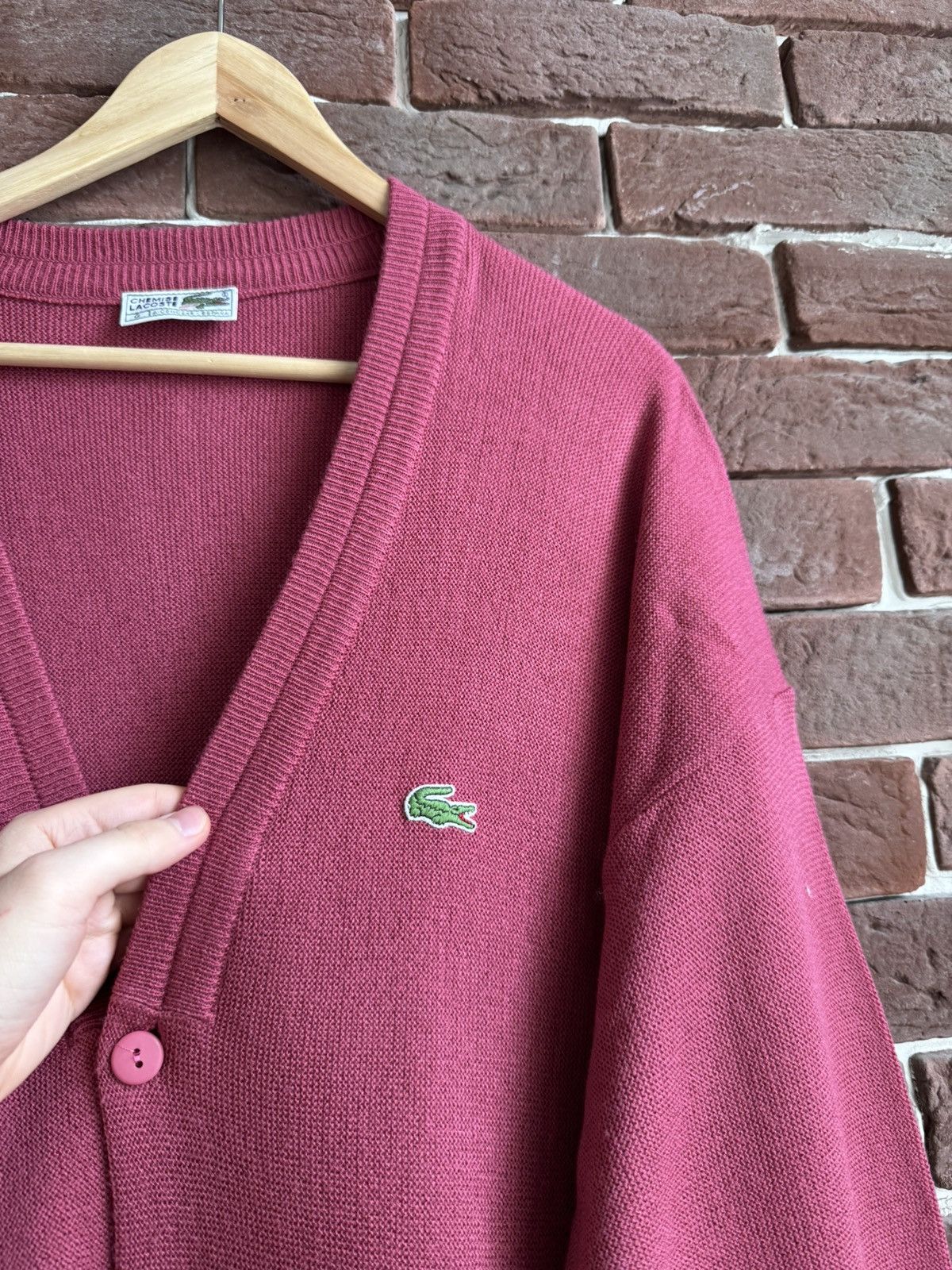 Lacoste Lacoste Vintage 80s Cardigan Sweater Pink L Classic Casual Size US L / EU 52-54 / 3 - 6 Thumbnail