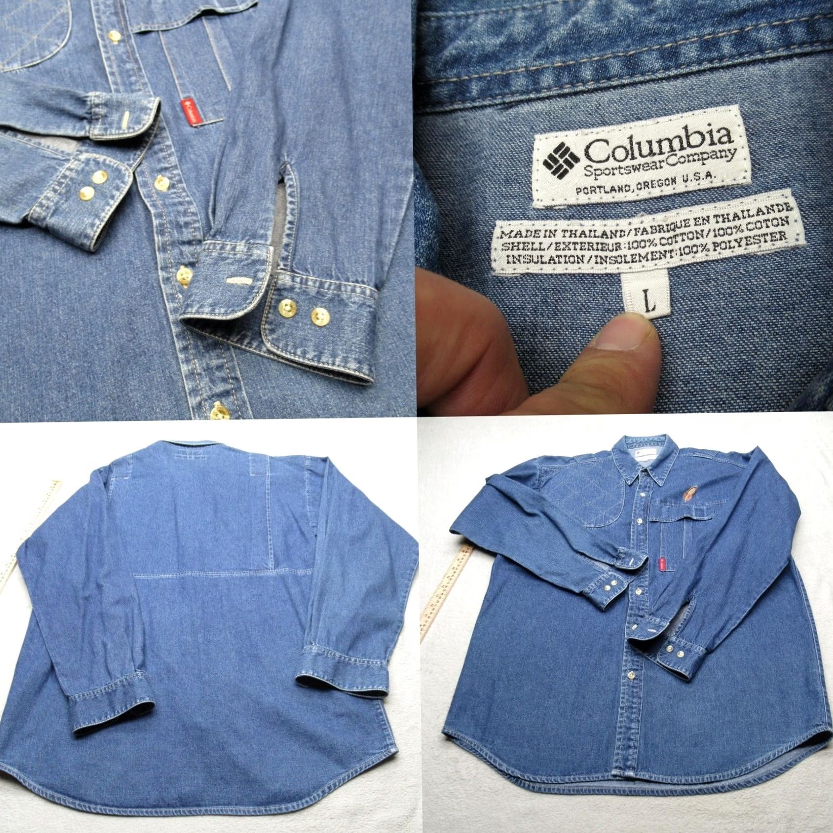 Vintage Columbia Shirt Mens Large Blue Cotton Denim Long Sleeve Button Up Pocket Size US L / EU 52-54 / 3 - 2 Thumbnail