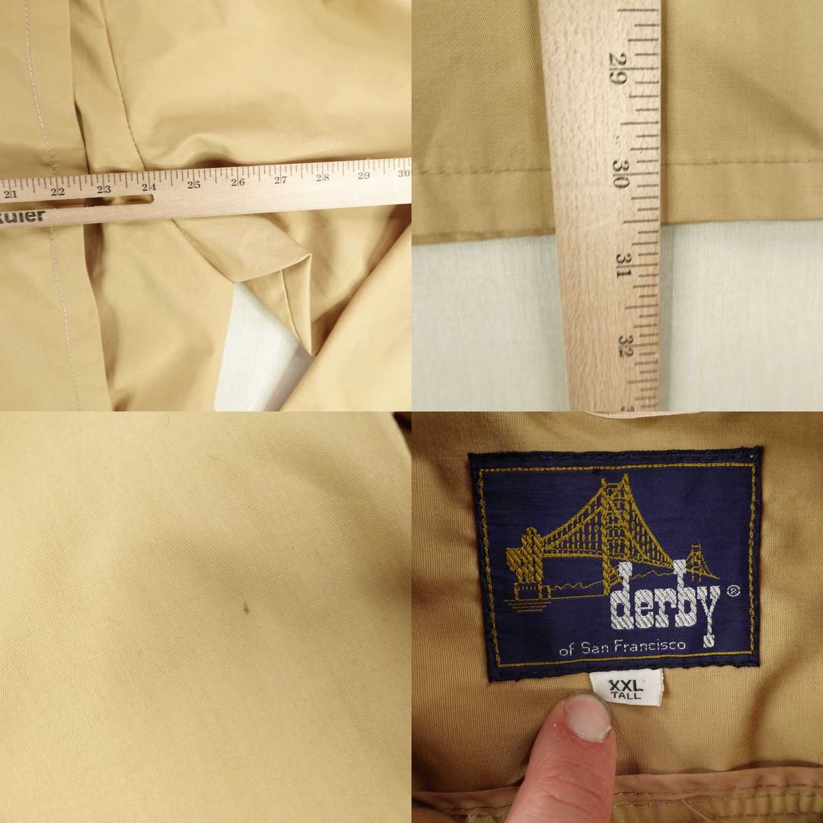 Vintage VINTAGE Derby San Francisco Jacket Mens 2XLT Tall Bomber Coat Full Zip Khaki 80s Outdoor Size US XXL / EU 58 / 5 - 8 Thumbnail