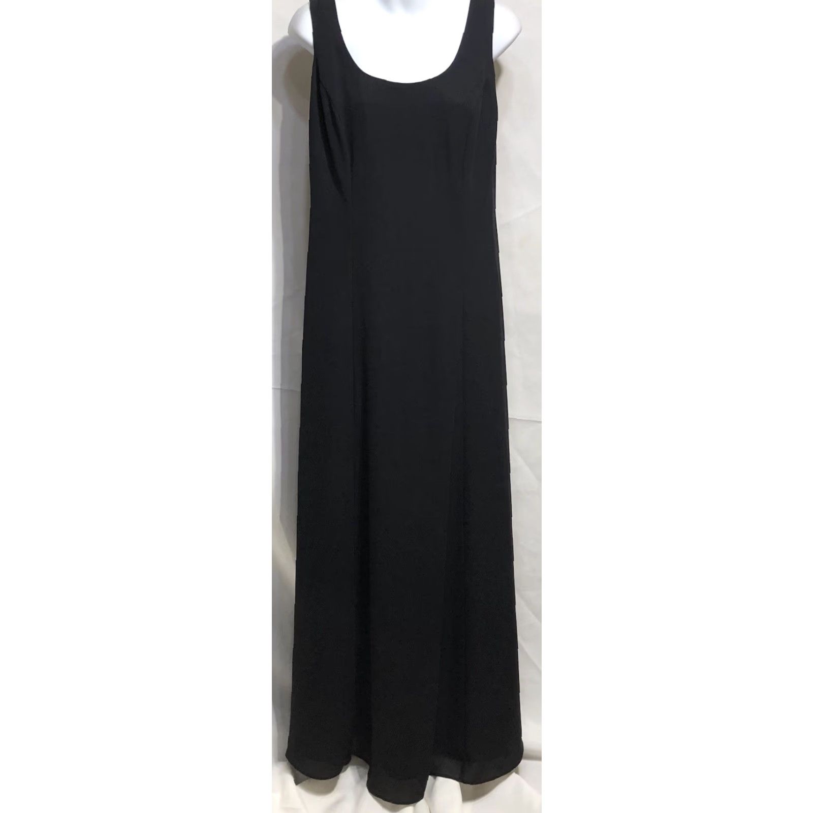 Vintage VINTAGE Onyx Nite Maxi Dress Sleeveless A-Line 10 Black Scoop Neck Formal Prom Size L / US 10 / IT 46 - 2 Thumbnail