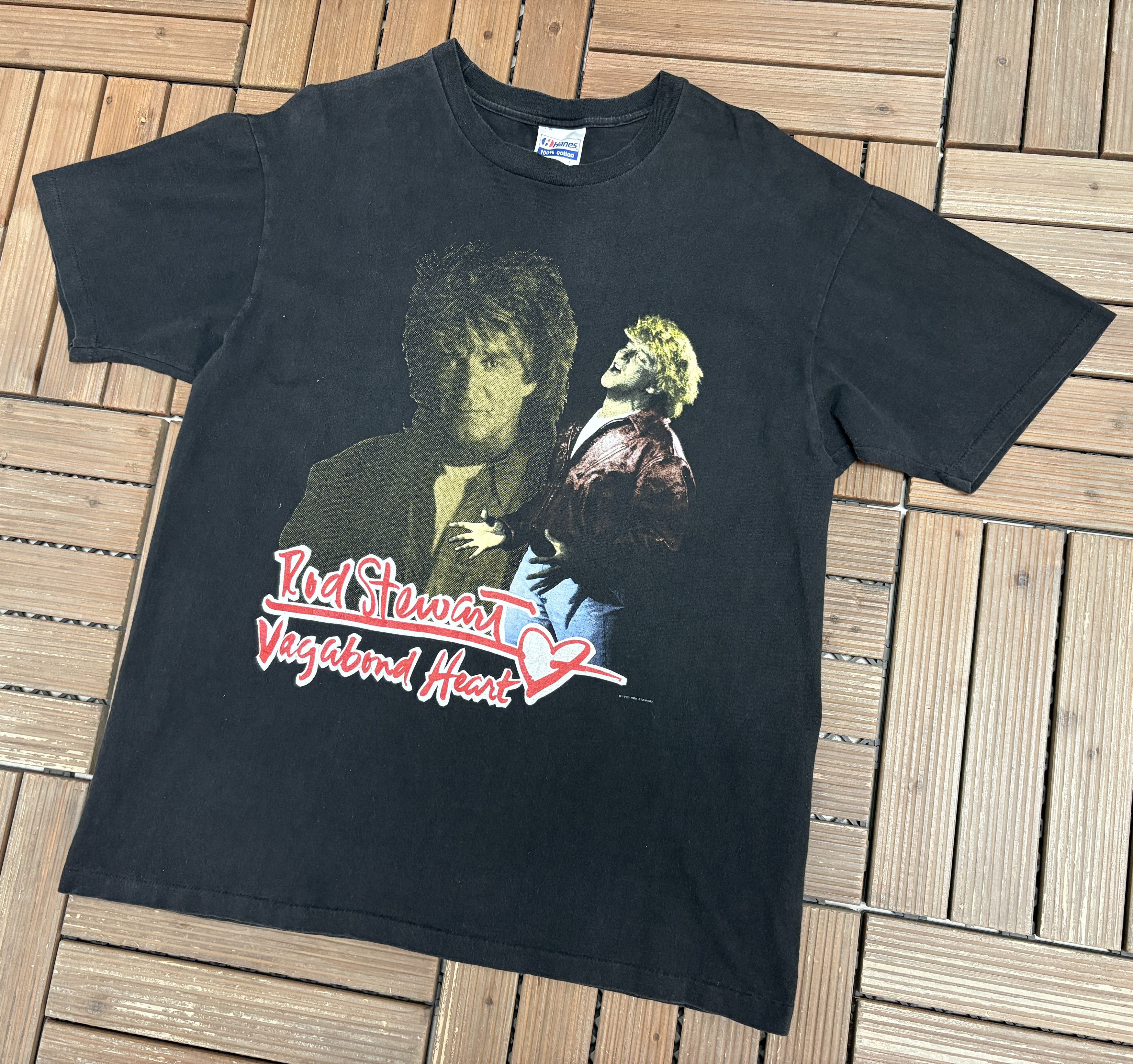 Vintage Rod Stewart Vagabond Heart Tour Vintage Black T-Shirt Tee Size US XL / EU 56 / 4 - 4 Thumbnail