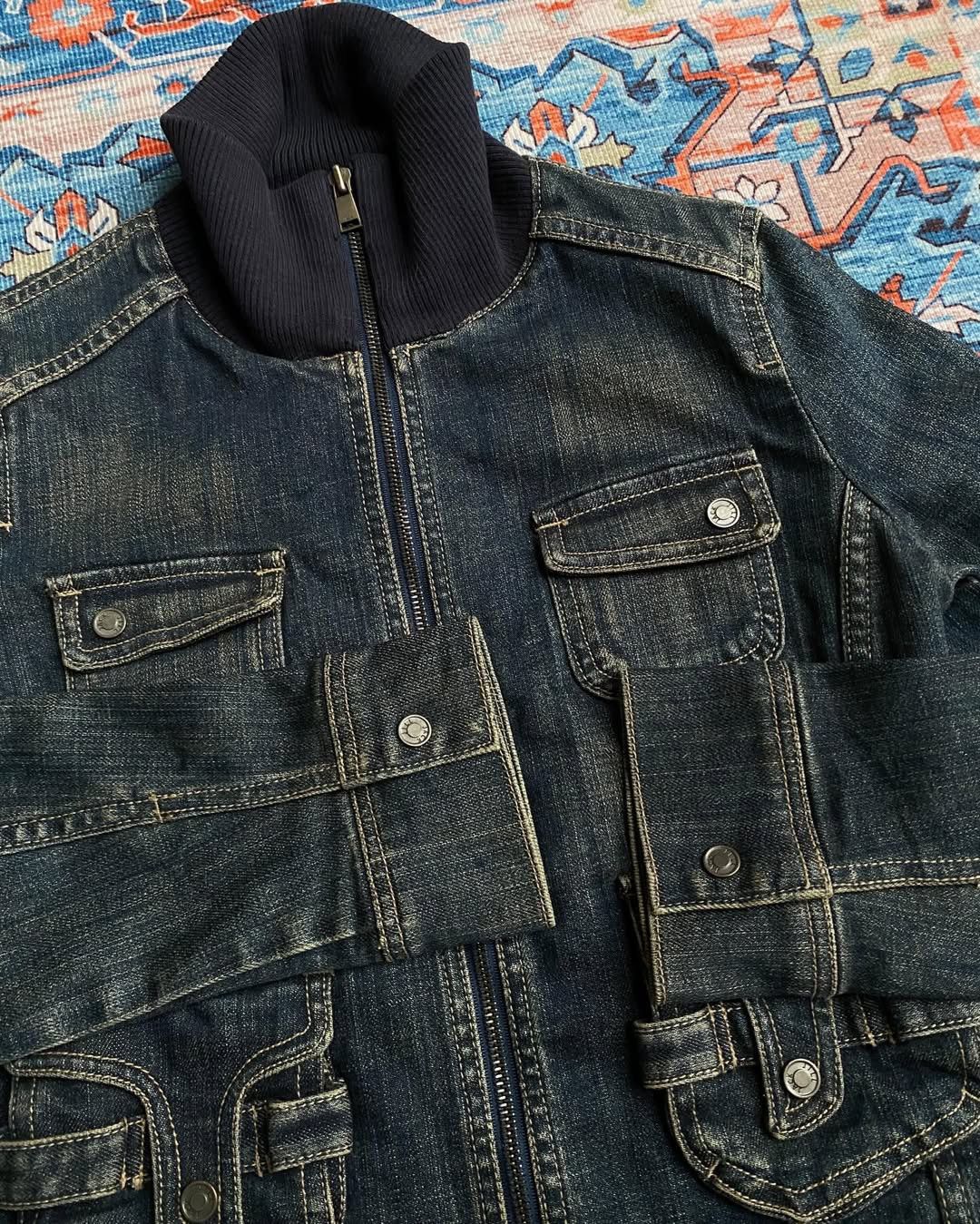 Hysteric Glamour 2000s Jack and Jill - Grunge studded mud wash denim jacket Size US S / EU 44-46 / 1 - 3 Thumbnail