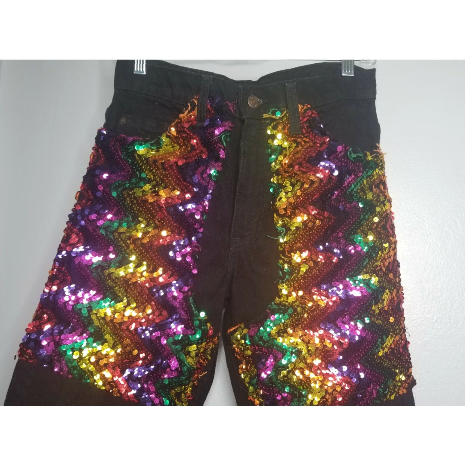 Levi's Vintage Levi's 505 Jeans Men 29x30 Black Denim USA Pride Month Sequin Rainbow Distressed Size US 29 - 4 Thumbnail