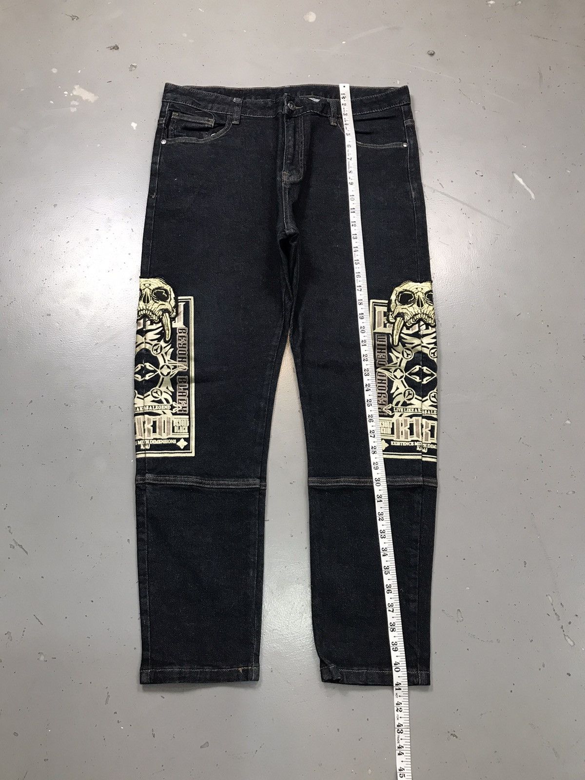 Japanese Brand × Vintage Vintage Japanese denim crazy skull embroidered denim Size US 38 / EU 54 - 6 Thumbnail