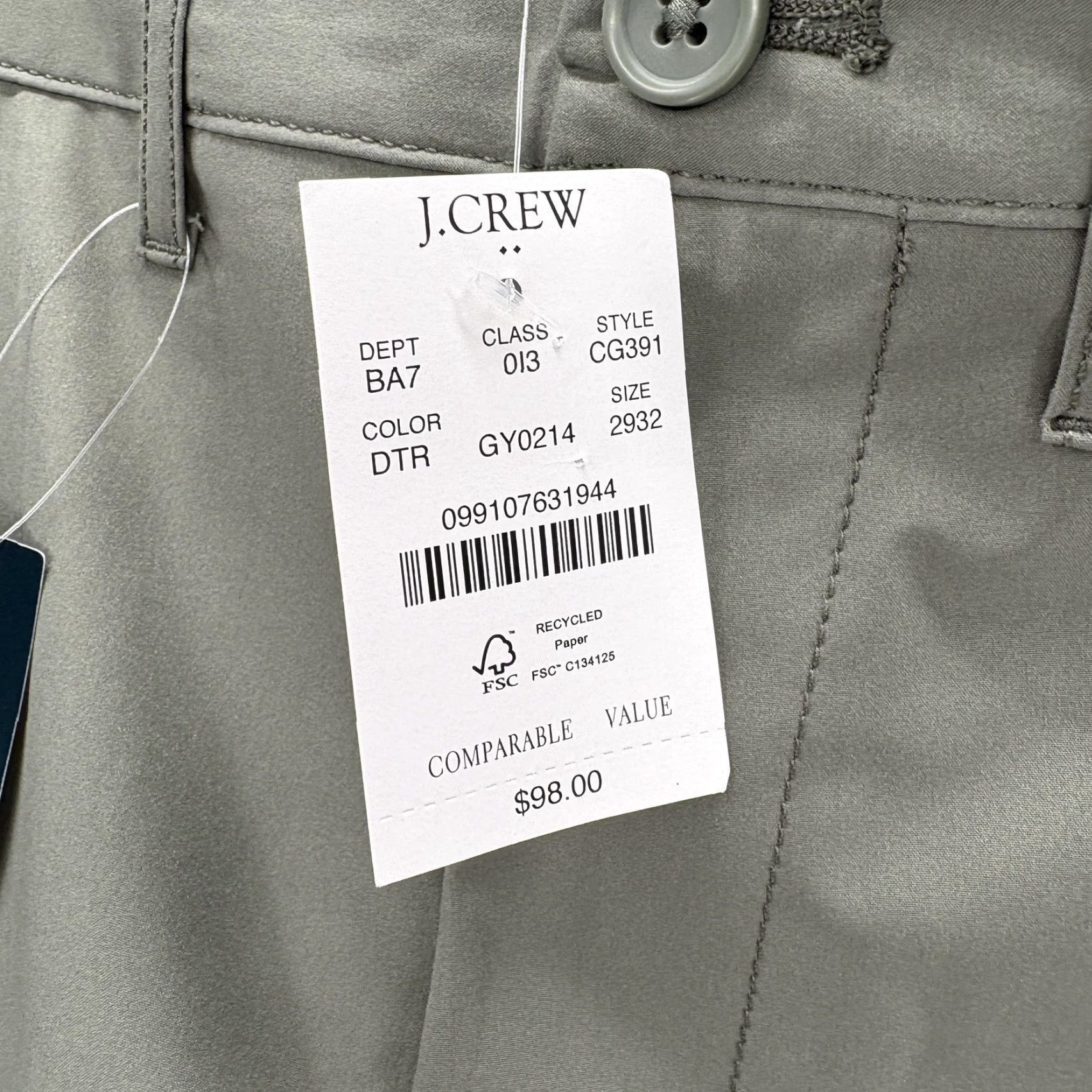 J.Crew J.Crew Flex Tech Pants Mens 29x32 Green Stretch Lightweight Straight Fit Regular Pockets UV Protection Moisture Wicking Breathable Chino Pants Size US 29 - 7 Thumbnail
