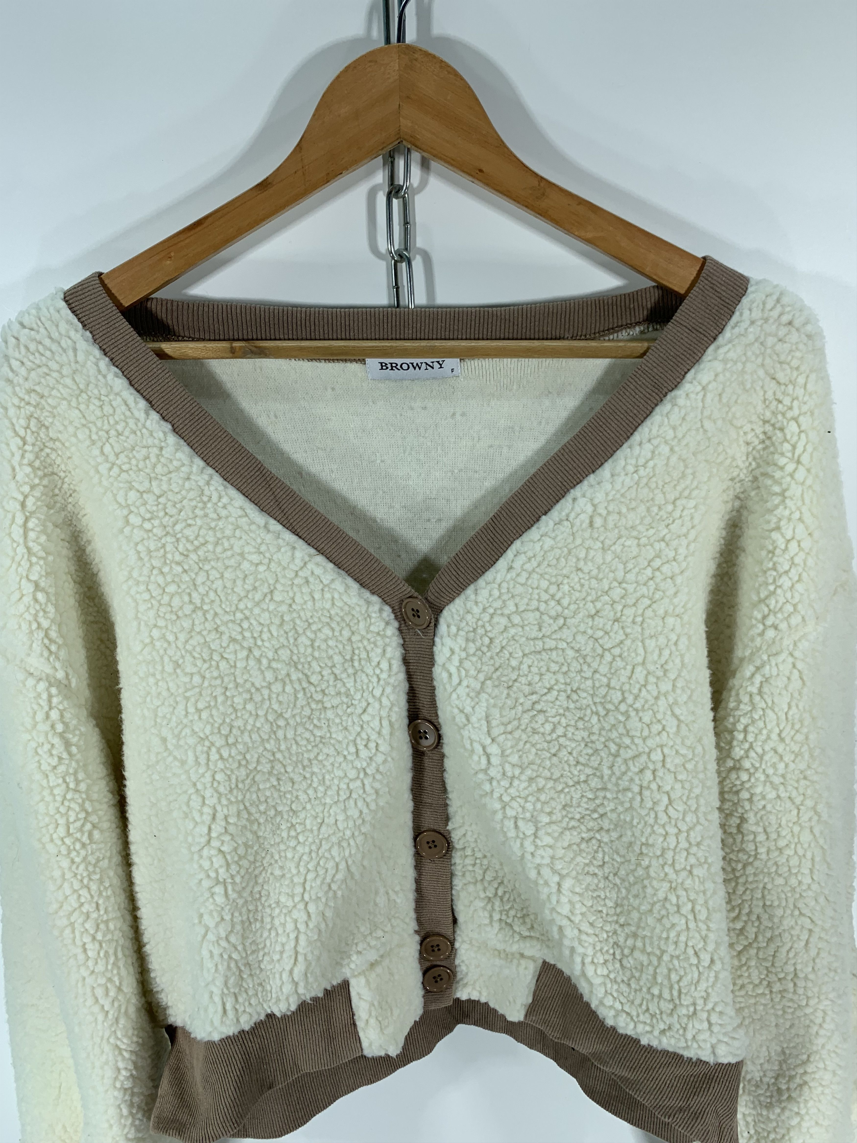 Japanese Brand ⚡️Browny Cropped Sherpa Fleece Cardigan Size US M / EU 48-50 / 2 - 2 Thumbnail