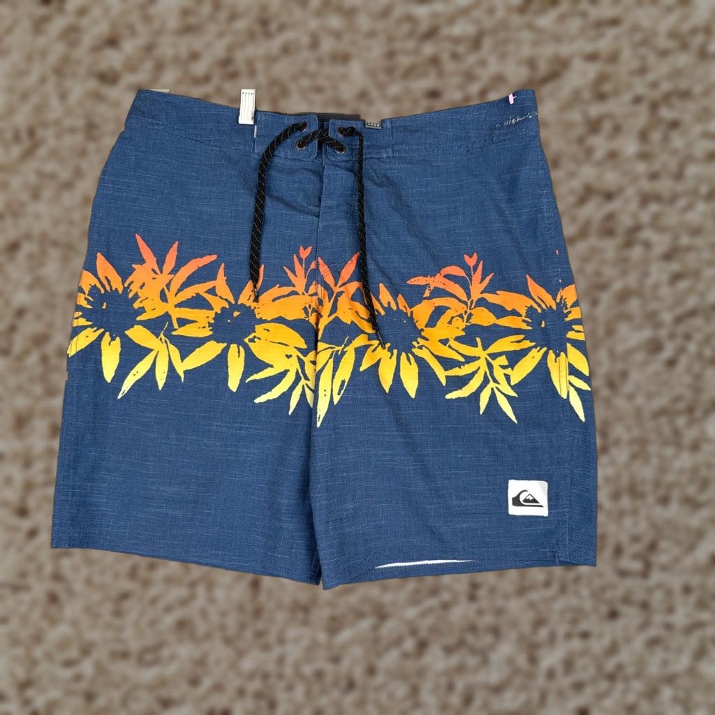 Quiksilver Quiksilver Board Shorts Mens 32 Blue Orange Floral Polyester 32x9 Beach Size US 32 / EU 48 - 1 Thumbnail
