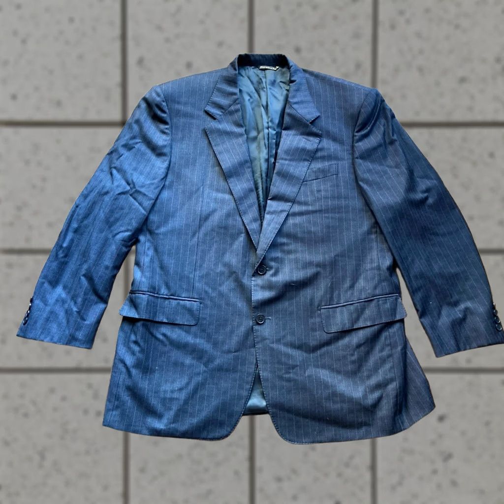 Vintage MABRO Blazer Mens Size 48R Loro Piana Wool Dark Gray Pinstripe Made In Italy Size 48R - 1 Thumbnail
