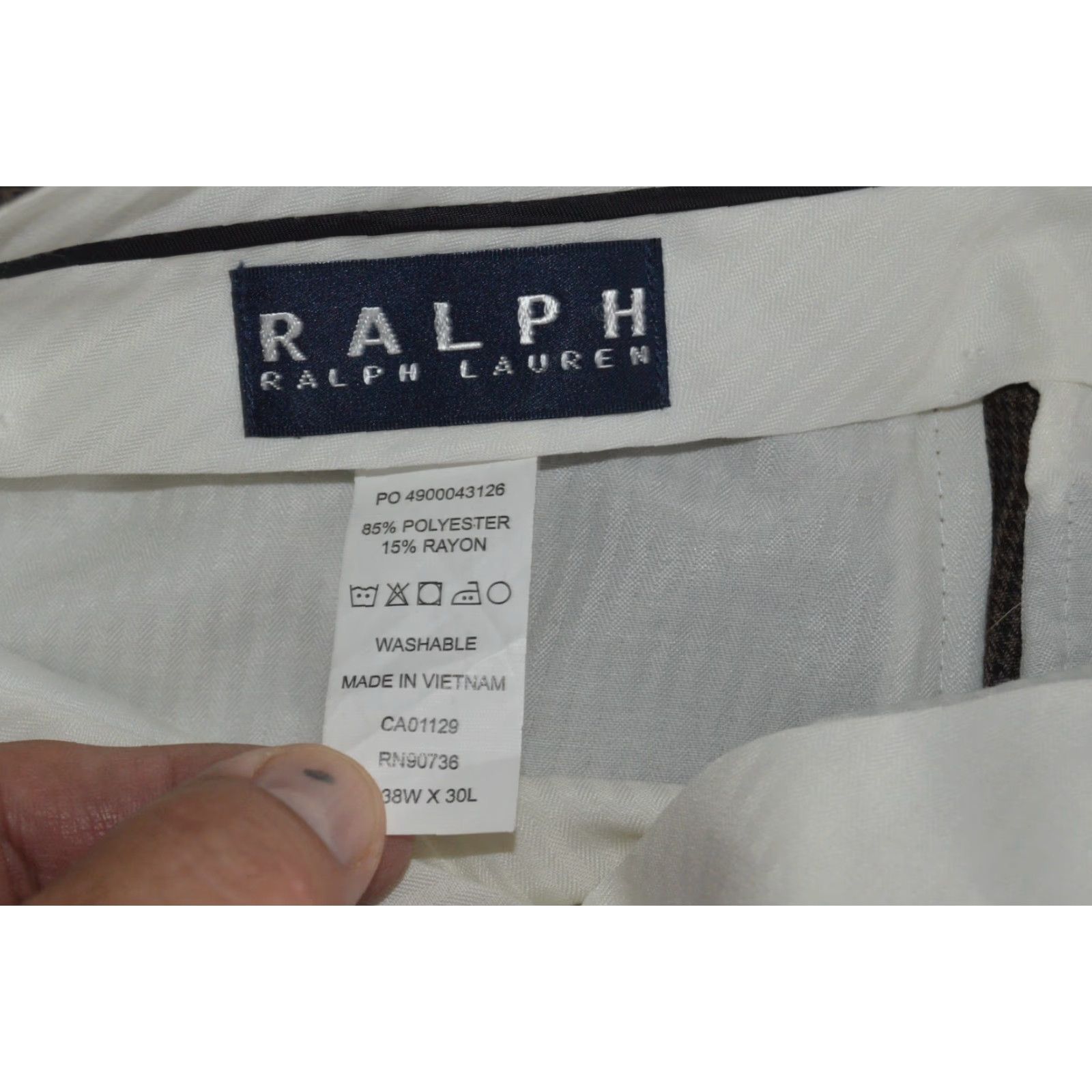 Polo Ralph Lauren Polo Ralph Lauren Mens Dress Pants Brown Plaid Flat Front Polyester 38/30 Size US 38 / EU 54 - 6 Thumbnail