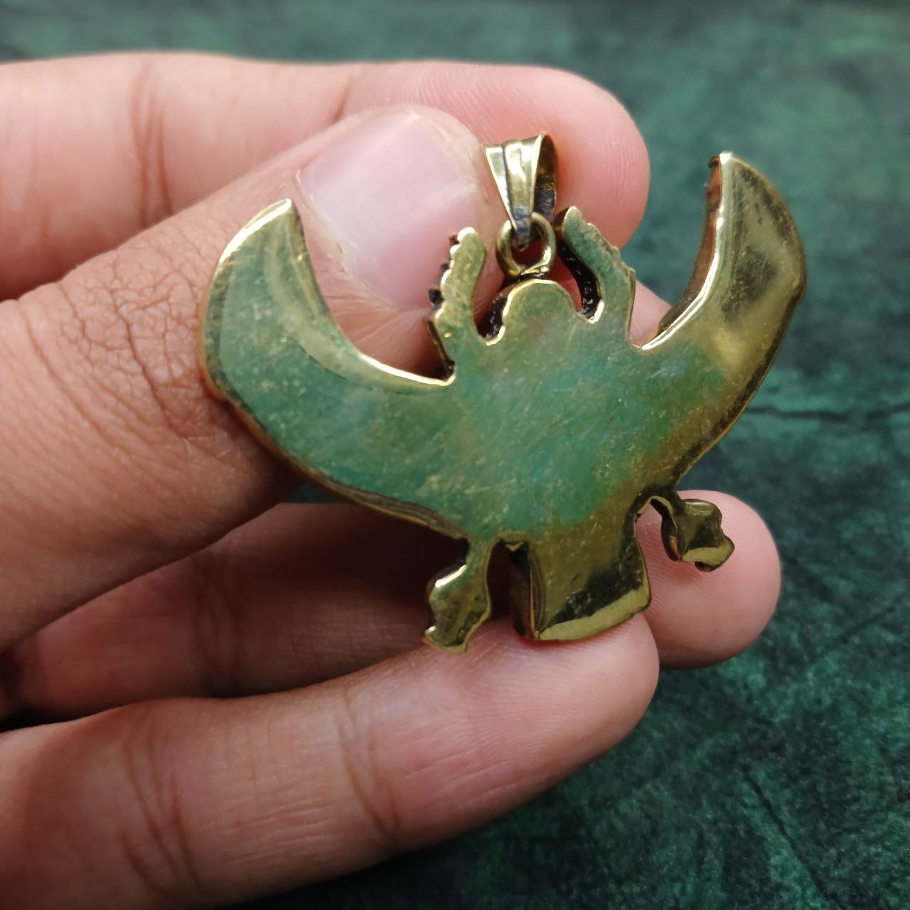 Handmade Beetle Necklace Antique Egyptian Gold Plated Turquoise Stone Size ONE SIZE - 3 Thumbnail