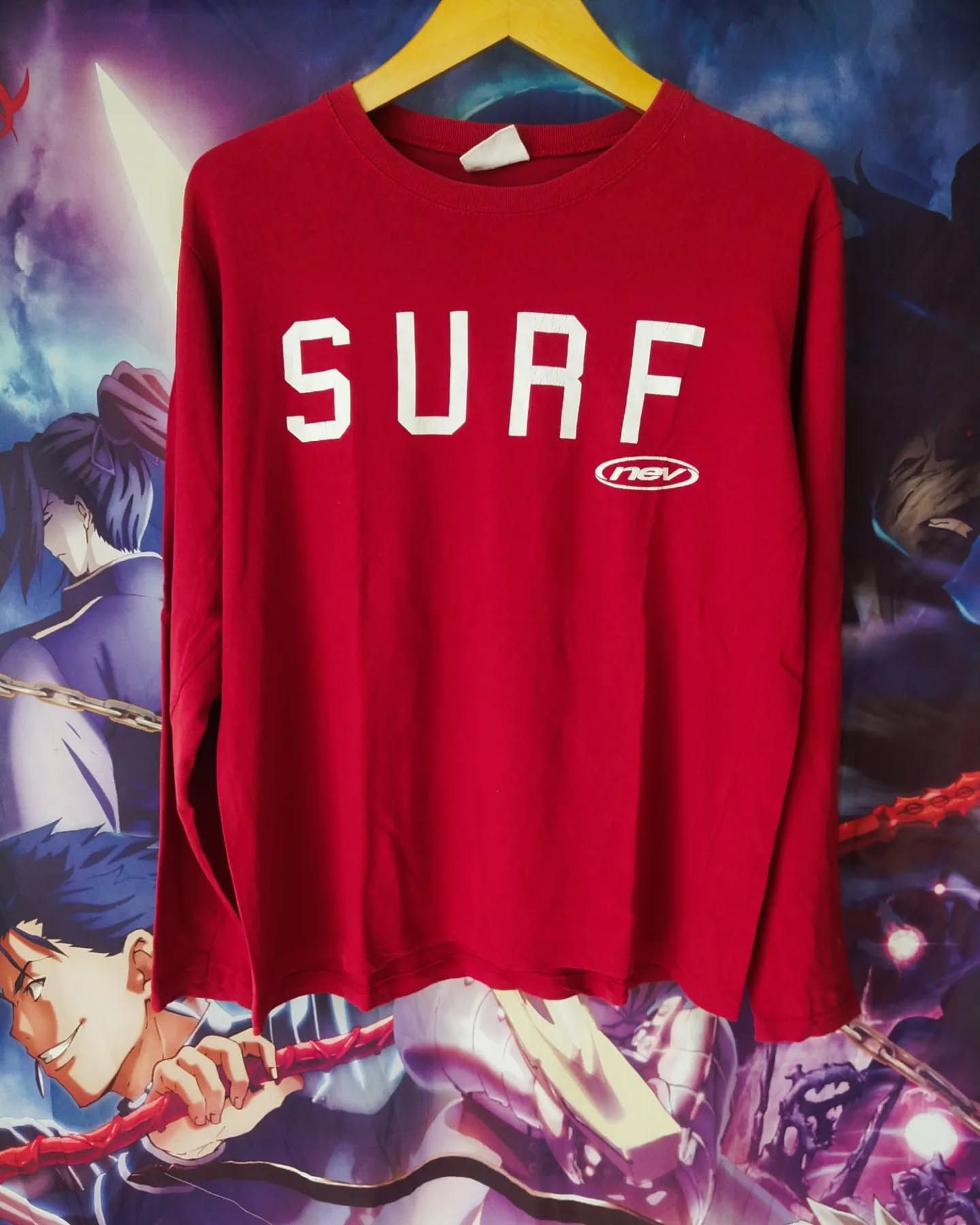 Vintage 90s NEV Surfboards Long Sleeve T-Shirt Red Size US M / EU 48-50 / 2 - 1 Thumbnail