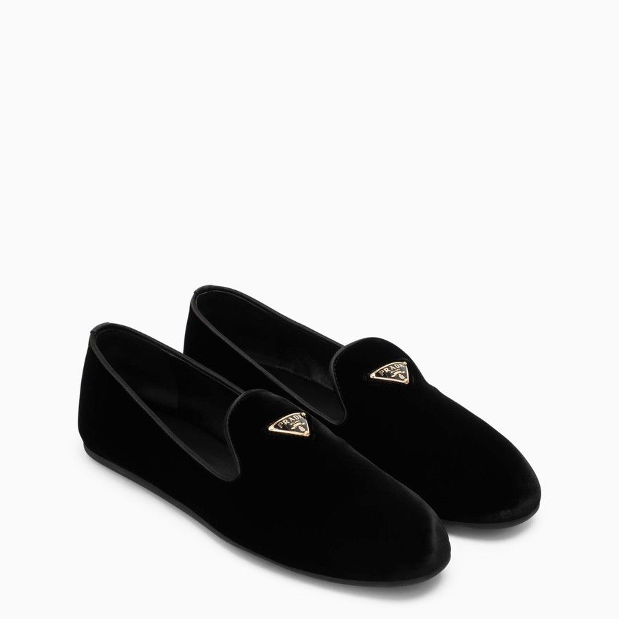 Prada o1d2blof0924 Velvet Loafers in Black Size US 6.5 / IT 36.5 - 1 Thumbnail