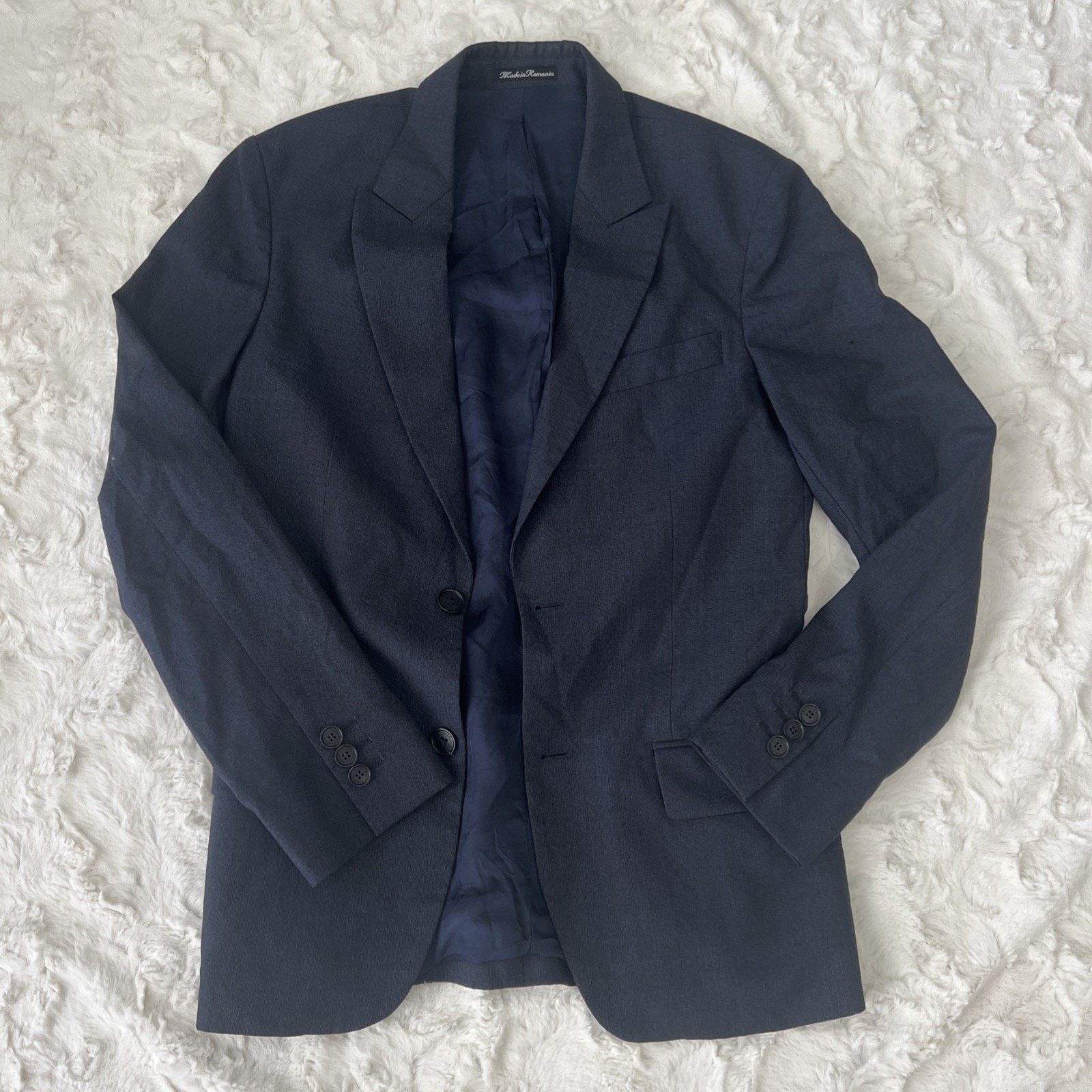 Louis Vuitton LOUIS VUITTON Uniform Men Suit Jacket 100% Wool Blue 44 READ Size 44S - 1 Thumbnail
