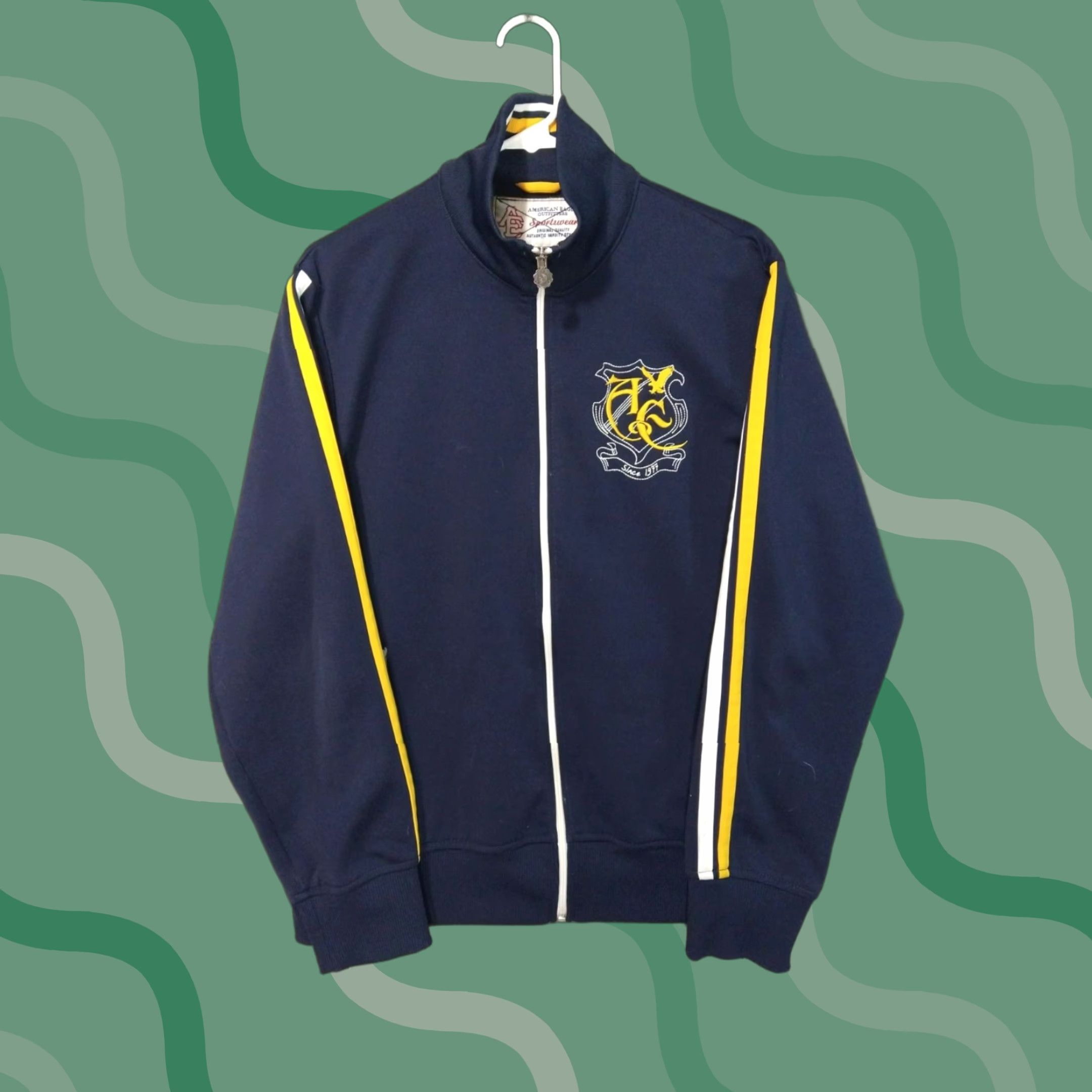 American Eagle Outfitters VINTAGE American Eagle Outfitters Jacket Womens M Blue Varsity Zip 90s College Retro Long Sleeve Solid Embroidered Logo Mid-Length Size M / US 6-8 / IT 42-44 - 1 Thumbnail