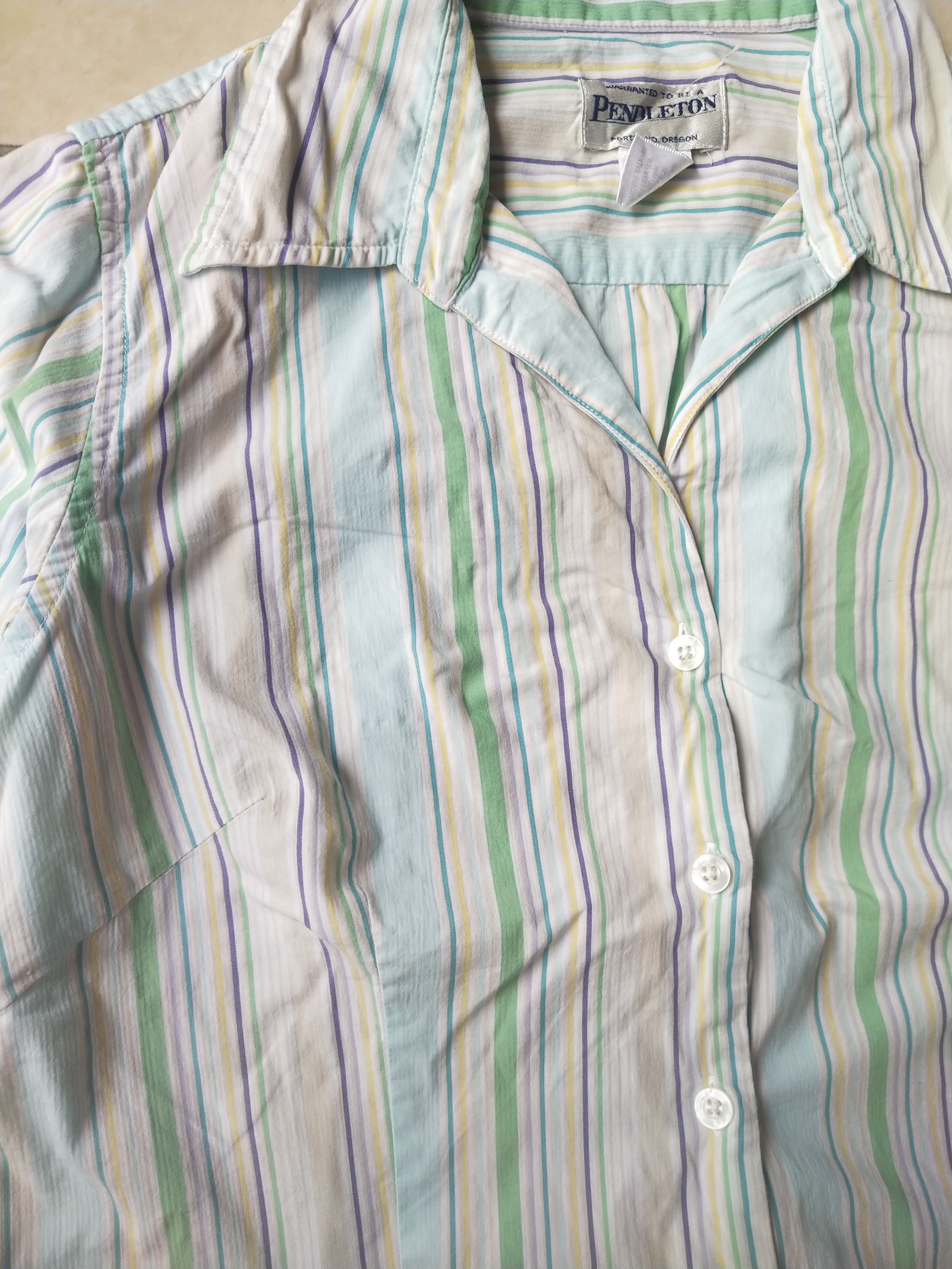 Pendleton Pendleton Pastel Striped 3/4 Sleeve Button Up Blouse Size S / US 4 / IT 40 - 2 Thumbnail