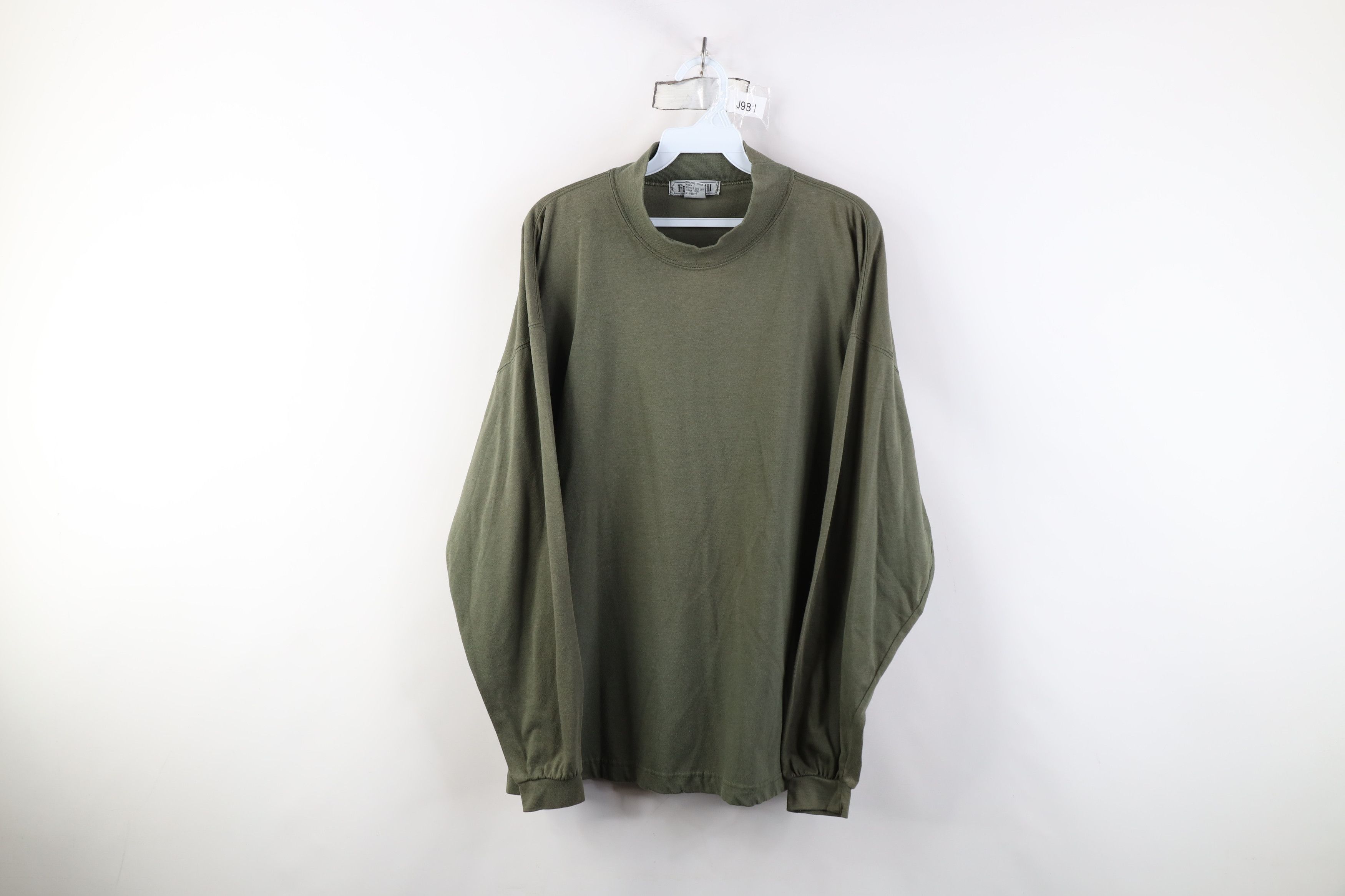 Vintage Vintage 90s Streetwear Mock Neck Long Sleeve T-Shirt Green Size US L / EU 52-54 / 3 - 1 Thumbnail