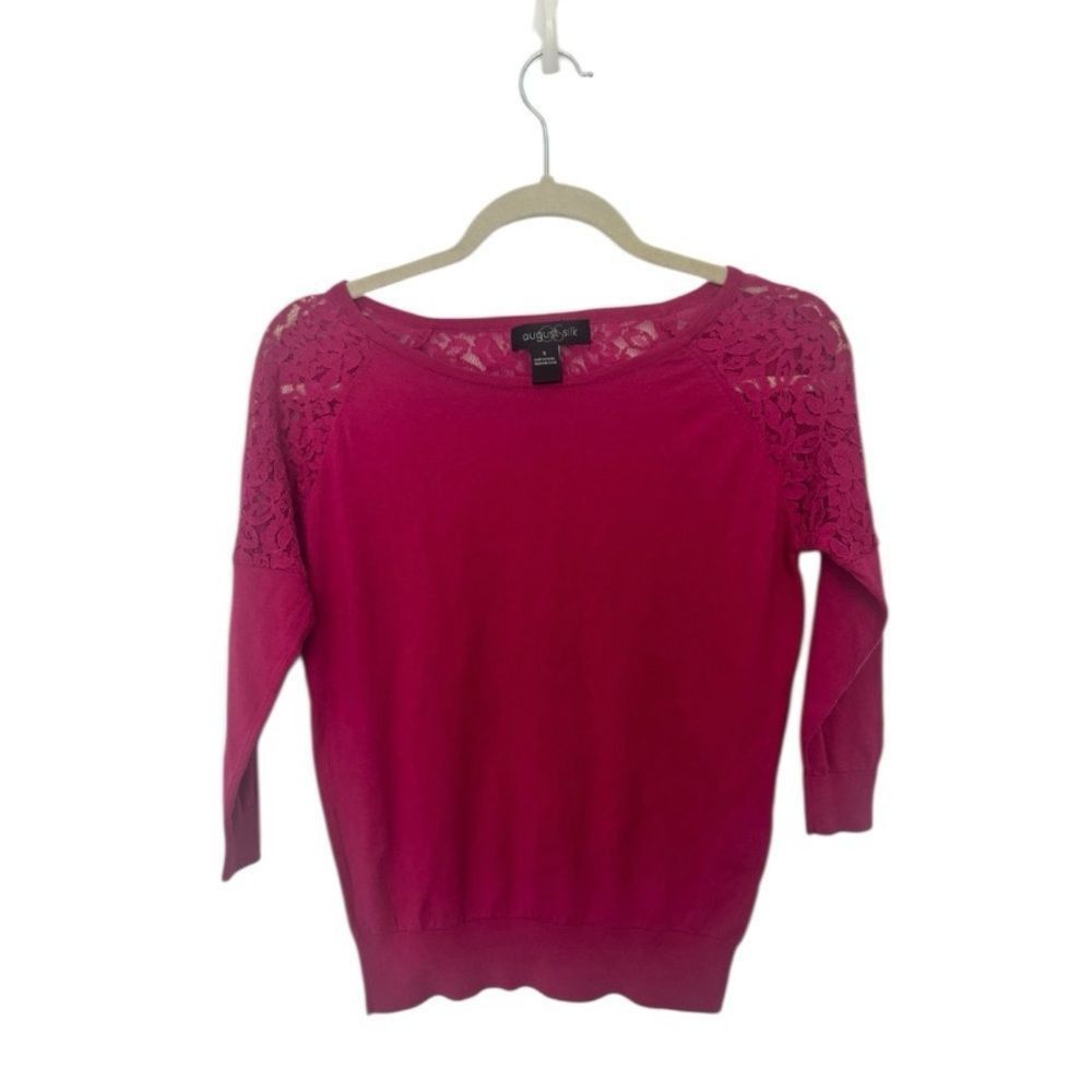 Other August Silk Pink Lace Detail Sweater | Size S Size S / US 4 / IT 40 - 2 Thumbnail