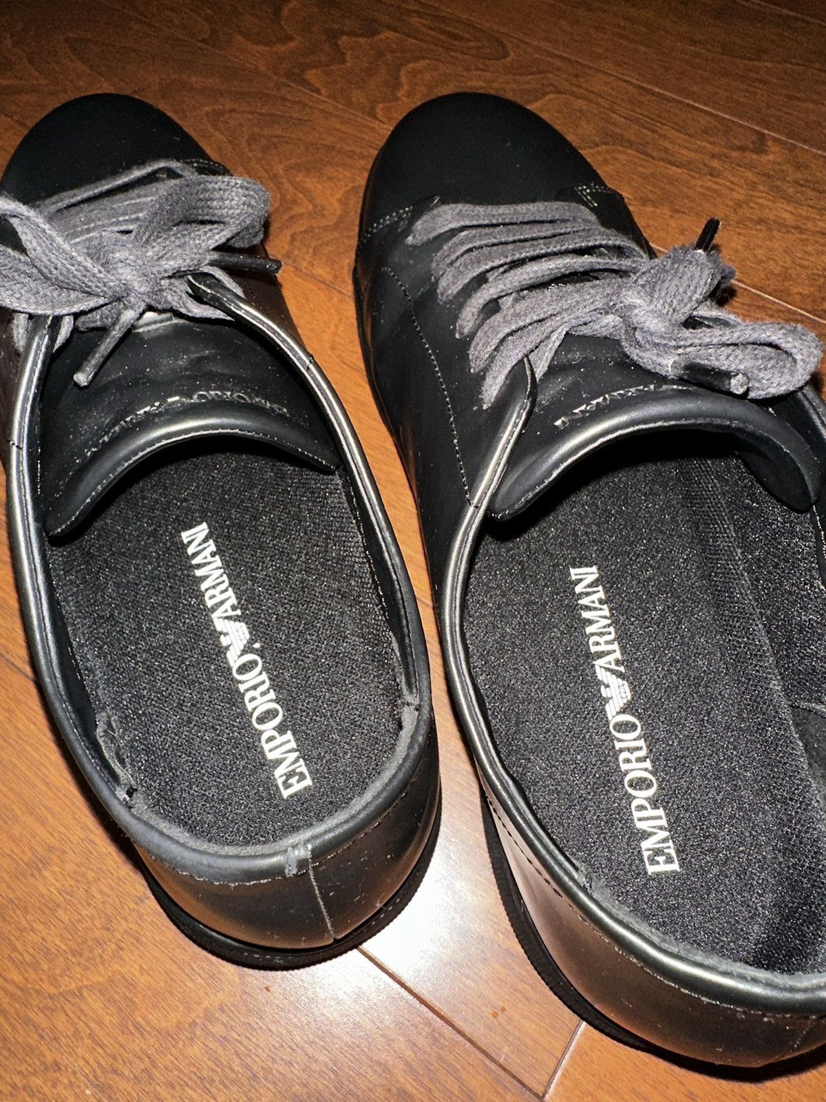 Emporio Armani EMPORIO ARMANI SNEAKER FULL BLACK 100% LEATHER MEN SIZE 10 Size US 10 / EU 43 - 5 Thumbnail